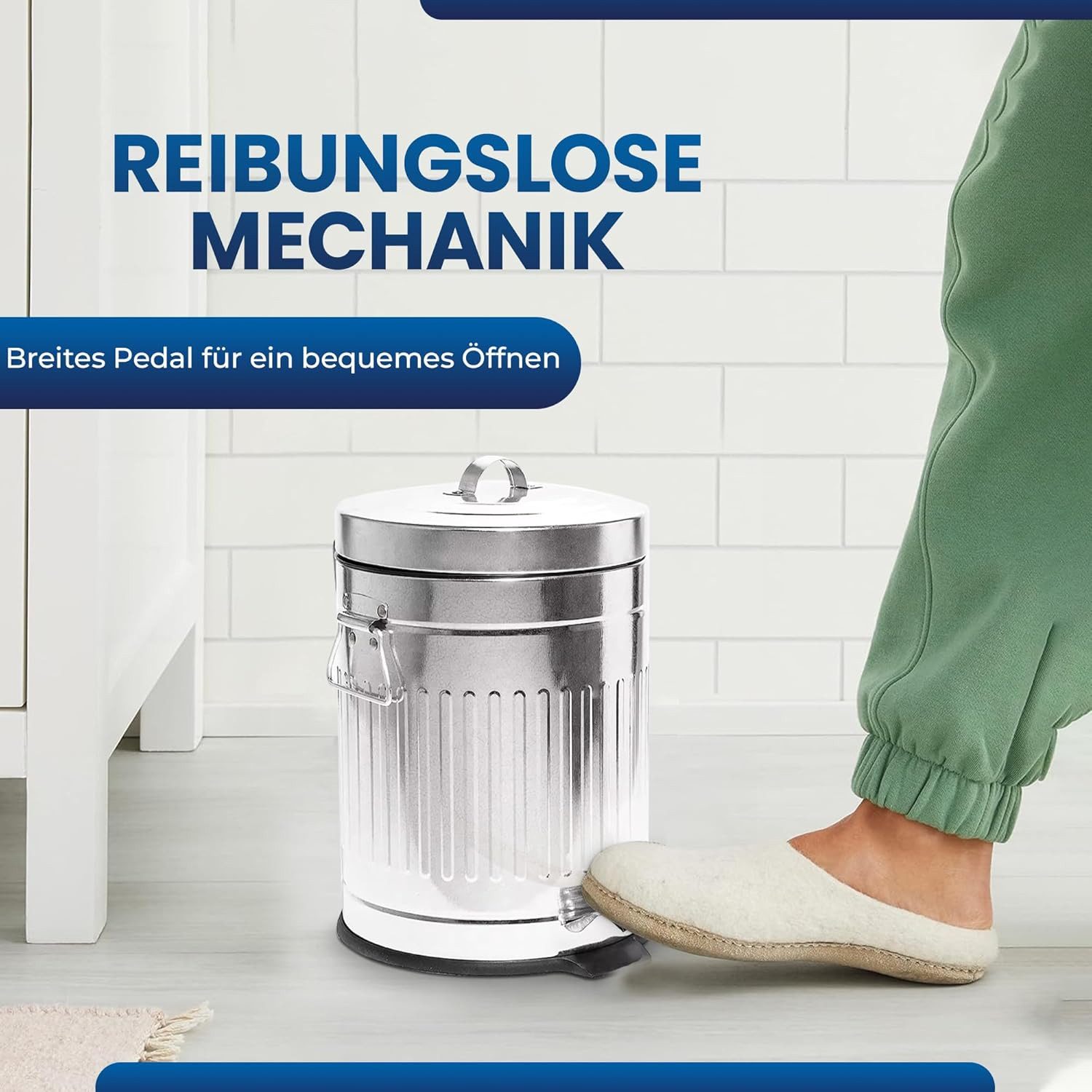 Riyashop Mülleimer 3 L Mülltonne Abfalleimer Abfallsammler Zinkeimer Eimer Zink Fußpedal