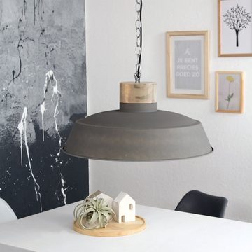 Steinhauer LIGHTING Pendelleuchte, Leuchtmittel nicht inklusive, Pendellampe Esszimmerleuchte Retro Schirm Metall grau matt H 160 cm