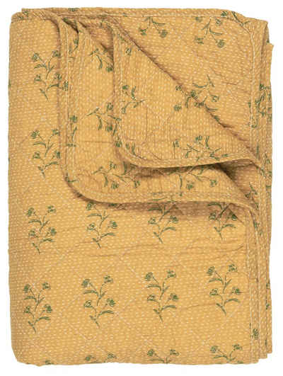 Tagesdecke Decke Quilt Tagesdecke Überwurf Senfgelb mit Blumen 180x130cm Laursen, Ib Laursen
