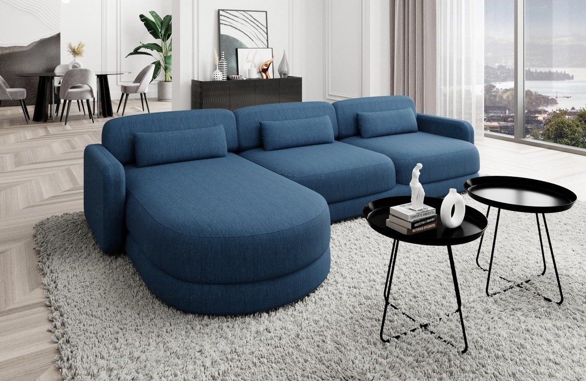 Ecksofa Stoff Sofa Eck Couch Polster Stoffsofa Modern Valencia L Form kurz