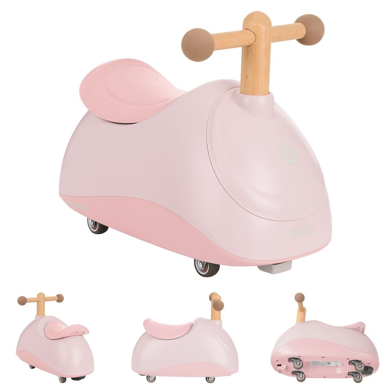 Kikkaboo Rutscher Sizzy, Buchenholzgriff, 4 Räder, Kunststoff, bequemer Sitz, bis 25 kg