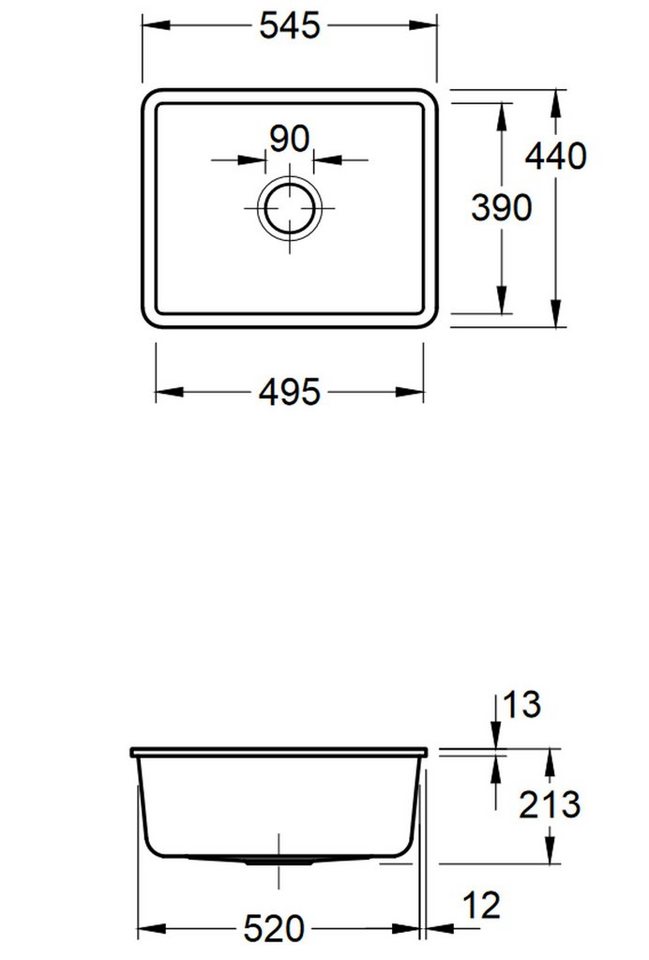 Thumbnail - Villeroy & Boch Küchenspüle 3310 01 R1, Rechteckig, 54.5/21.3 cm, Unterbauspülung, Geschmacksmuster geschützt