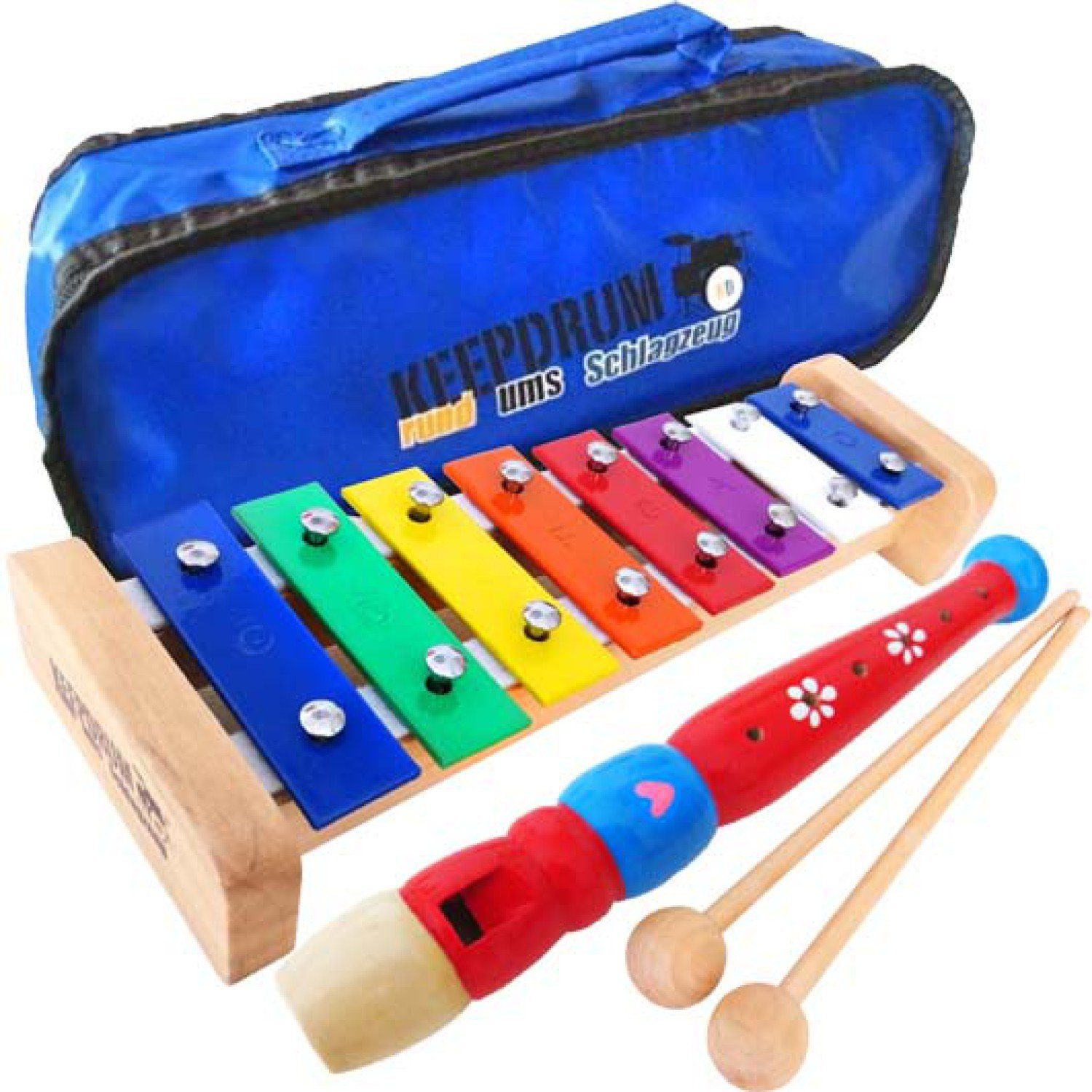 keepdrum Колоколаspiel keepdrum KGS1 Колоколаspiel mit FL1 Kinder-Flöte mit Tasche MB01