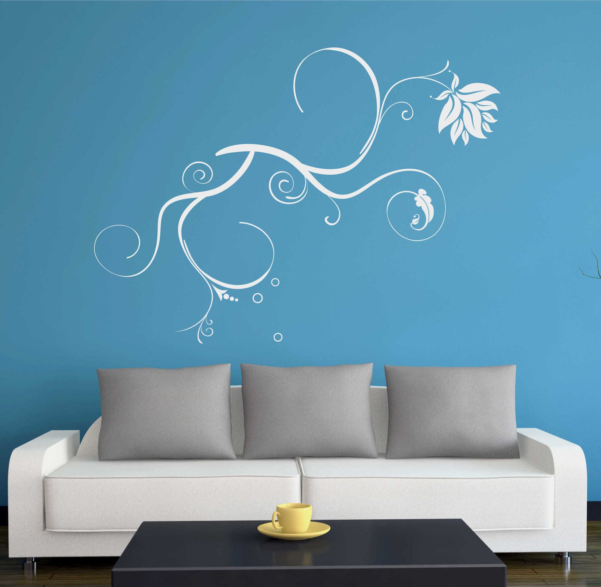 INDIGOS UG Wandtattoo Wandtattoo - Wandaufkleber - w341 Rose Ranke Blume Pflanze Blatt