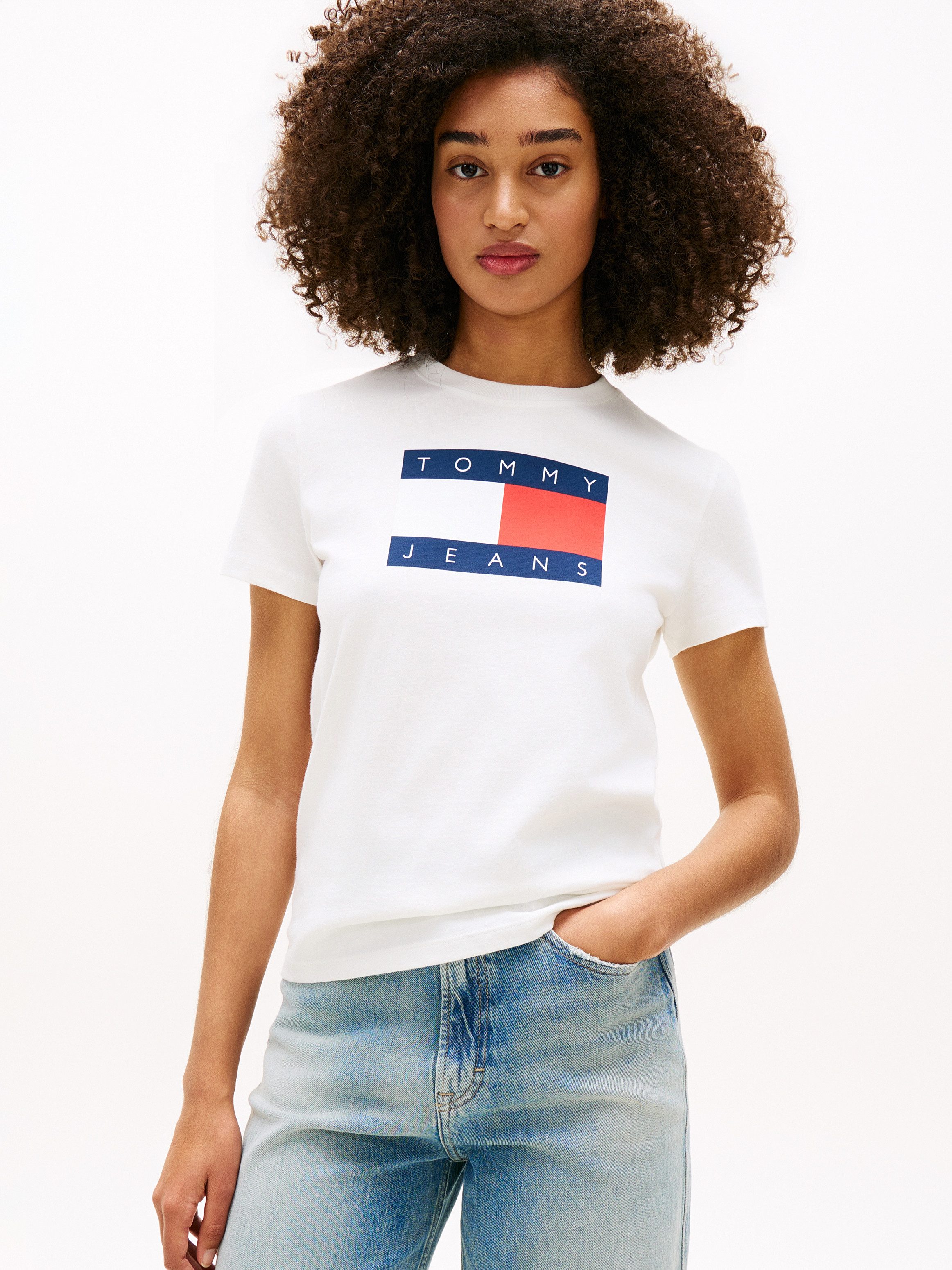 Tommy Jeans Kurzarmshirt TJW REG TJ FLAG SS TEE Baumwolle, Logodruck, regular fit