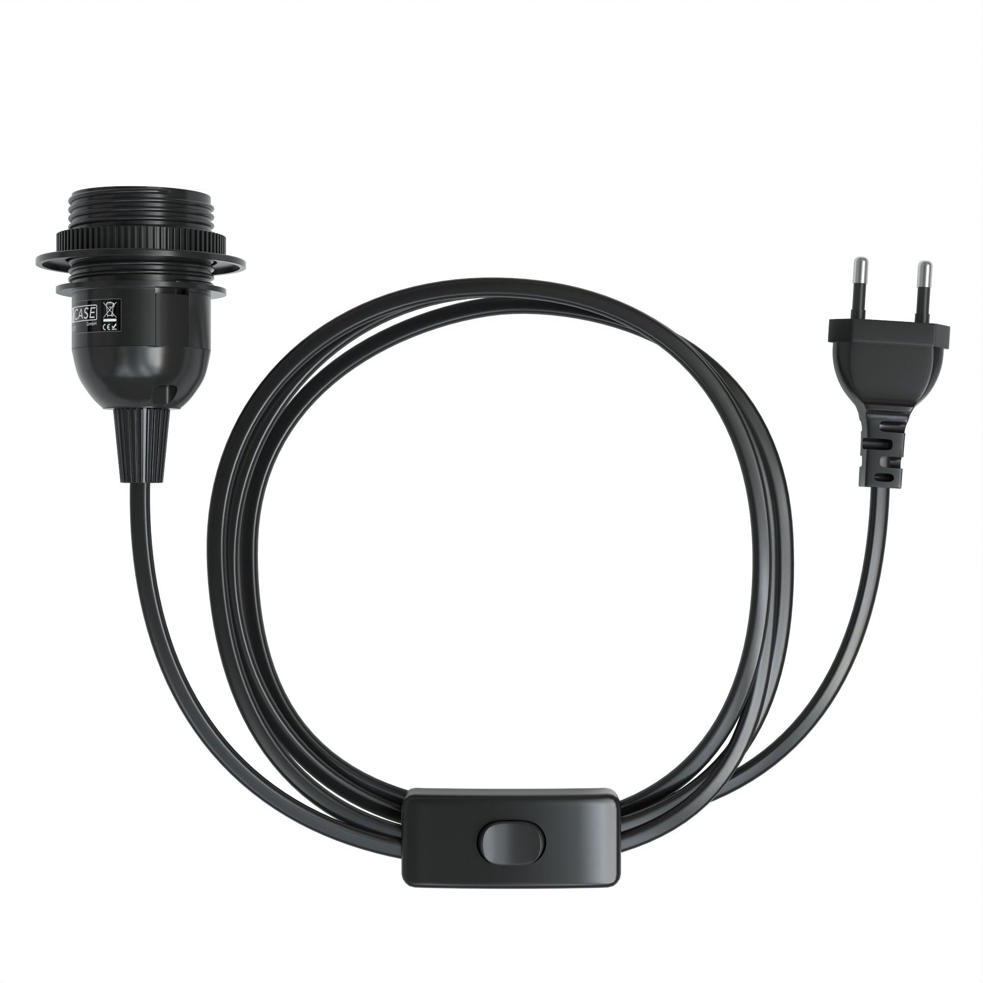 EAZY CASE Lampenfassung E27 Lampensockel mit Schalter und Kabel 3,5m, E27 Fassung Schalter Lampen Kabel Netzstecker Lampenaufhängung Schwarz