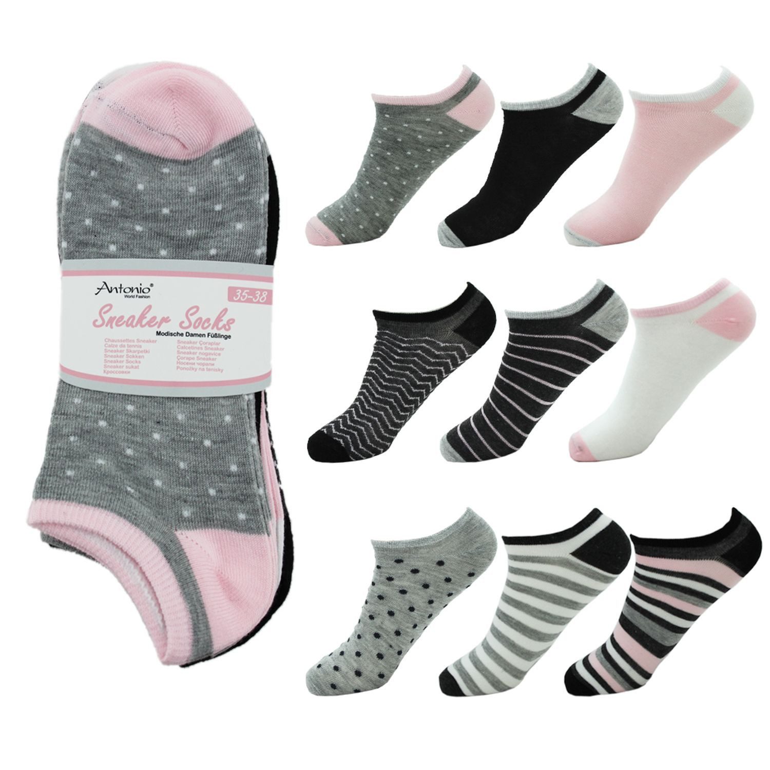 VewoTex Sneakersocken 10er Pack Damen Sneaker Socken » Set 10 Paar Strümpfe (Packung, 10-Paar, 10er Pack) » Sneakersocken & Kurzsocken in Einheitsgröße (36-41)