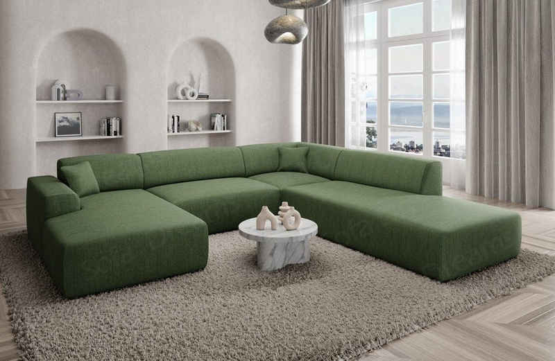 Sofa Dreams Wohnlandschaft Designer Strukturstoff Sofa Mallorca U Lounge Stoffsofa Modern, Lounge-Sofa