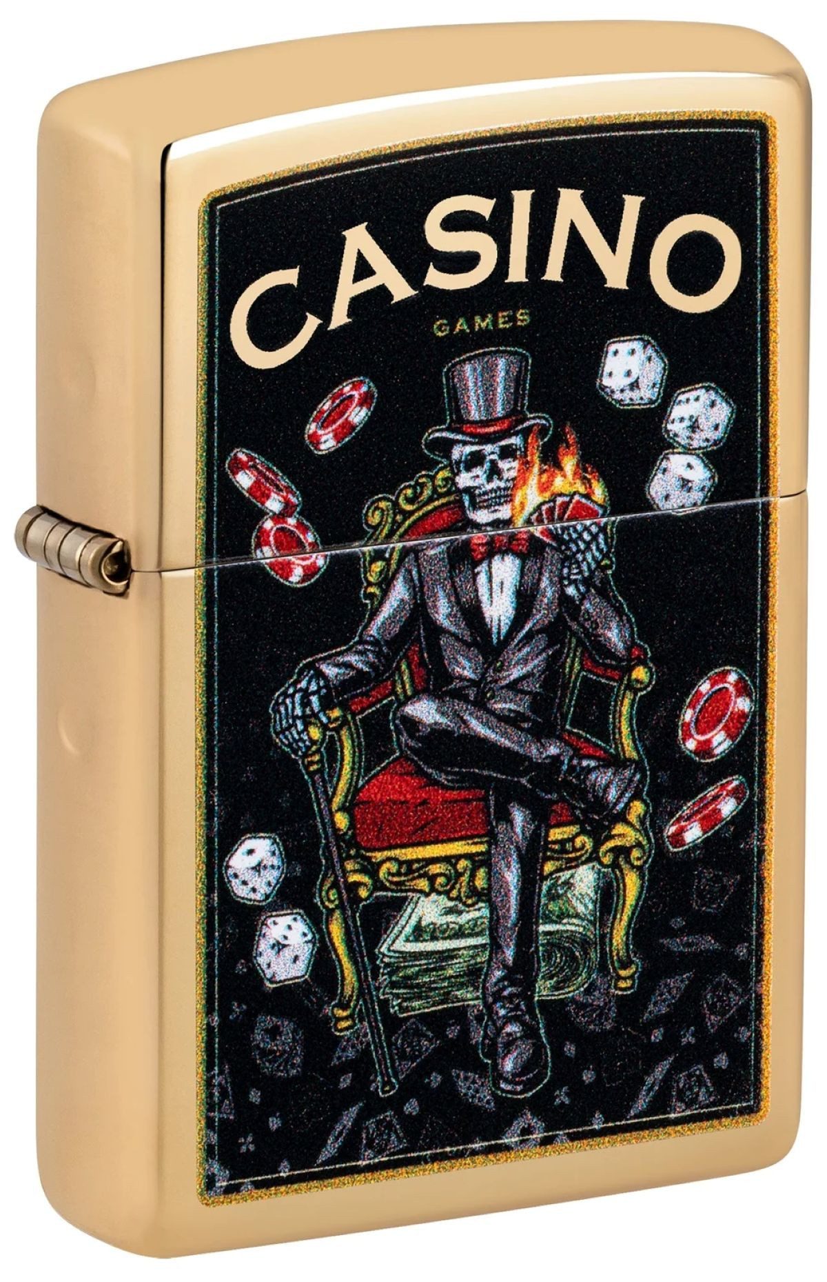 Zippo Feuerzeug Messing Casino Games Skull (1-St), Zippo Neuheit Herbst 2026 – Bild 2 von 3