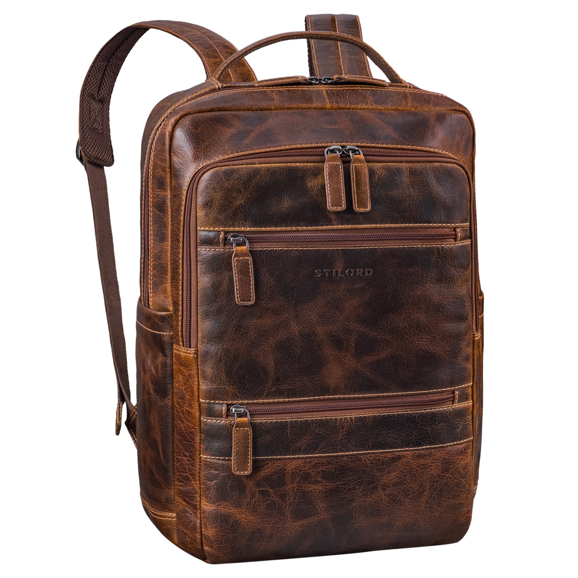 STILORD Notebook-Rucksack "Torben" 15 - 16 Zoll Laptop-Rucksack Leder Groß für Herren & Damen