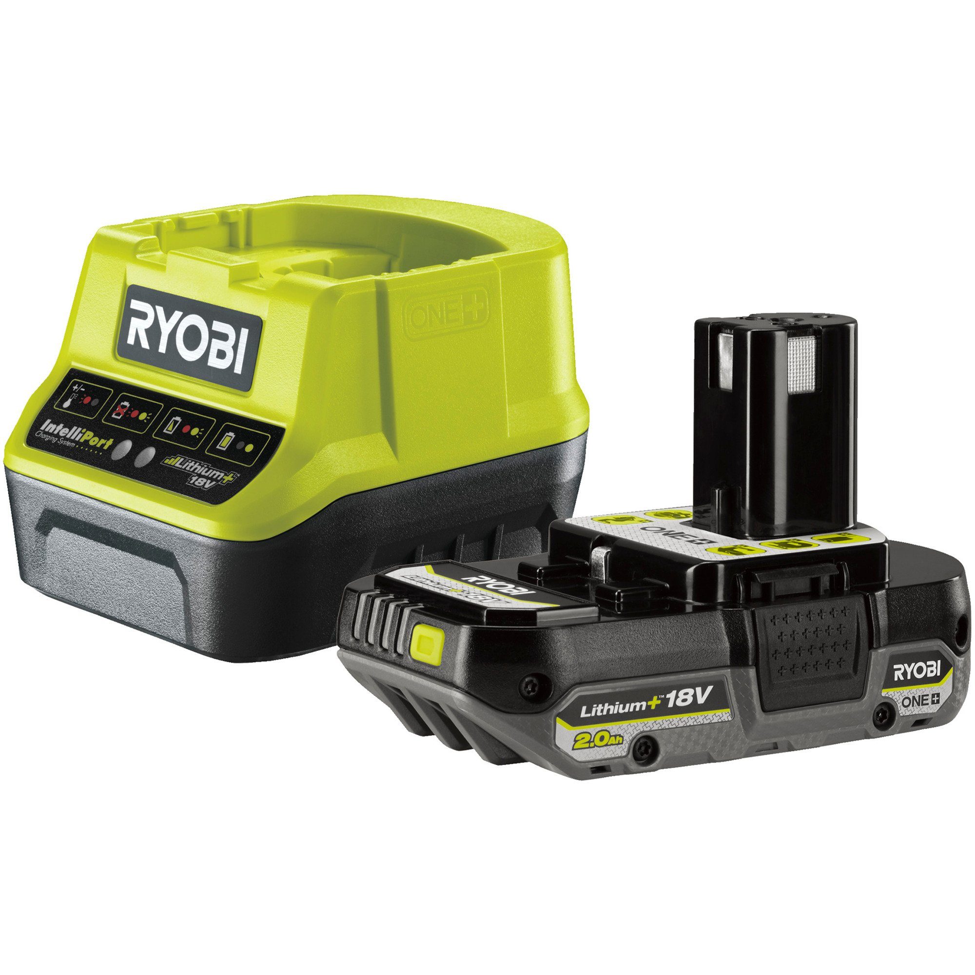 Ryobi Ryobi 18 V ONE+ Akku-Starterset RC18120-120, Set, Werkzeug-Akku-Ladetechnik (Ladegerät + 2,0Ah-Akku)