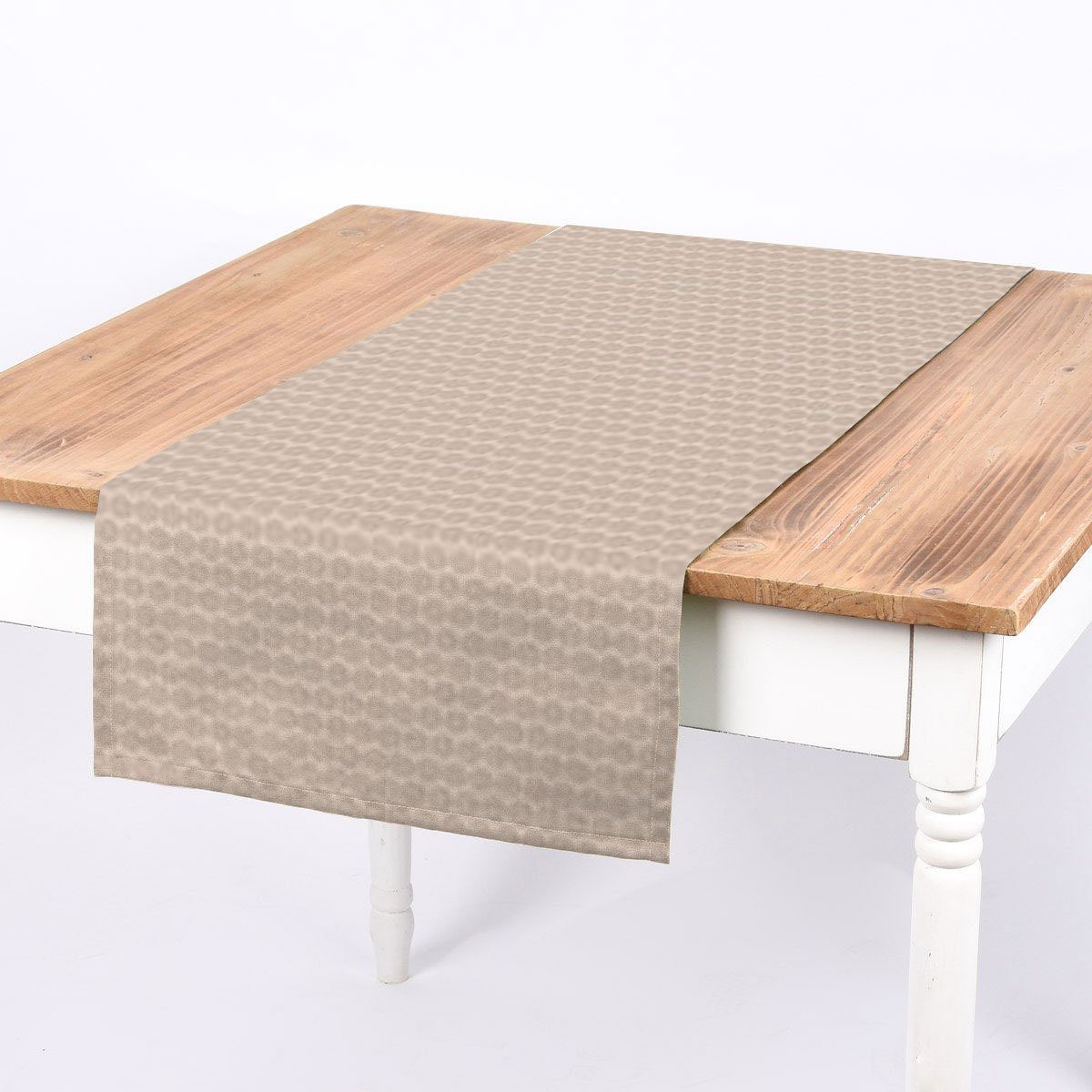 Tischläufer SCHÖNER LEBEN. Tischläufer Jacquard Punkte beige dunkelbeige 40x160cm
