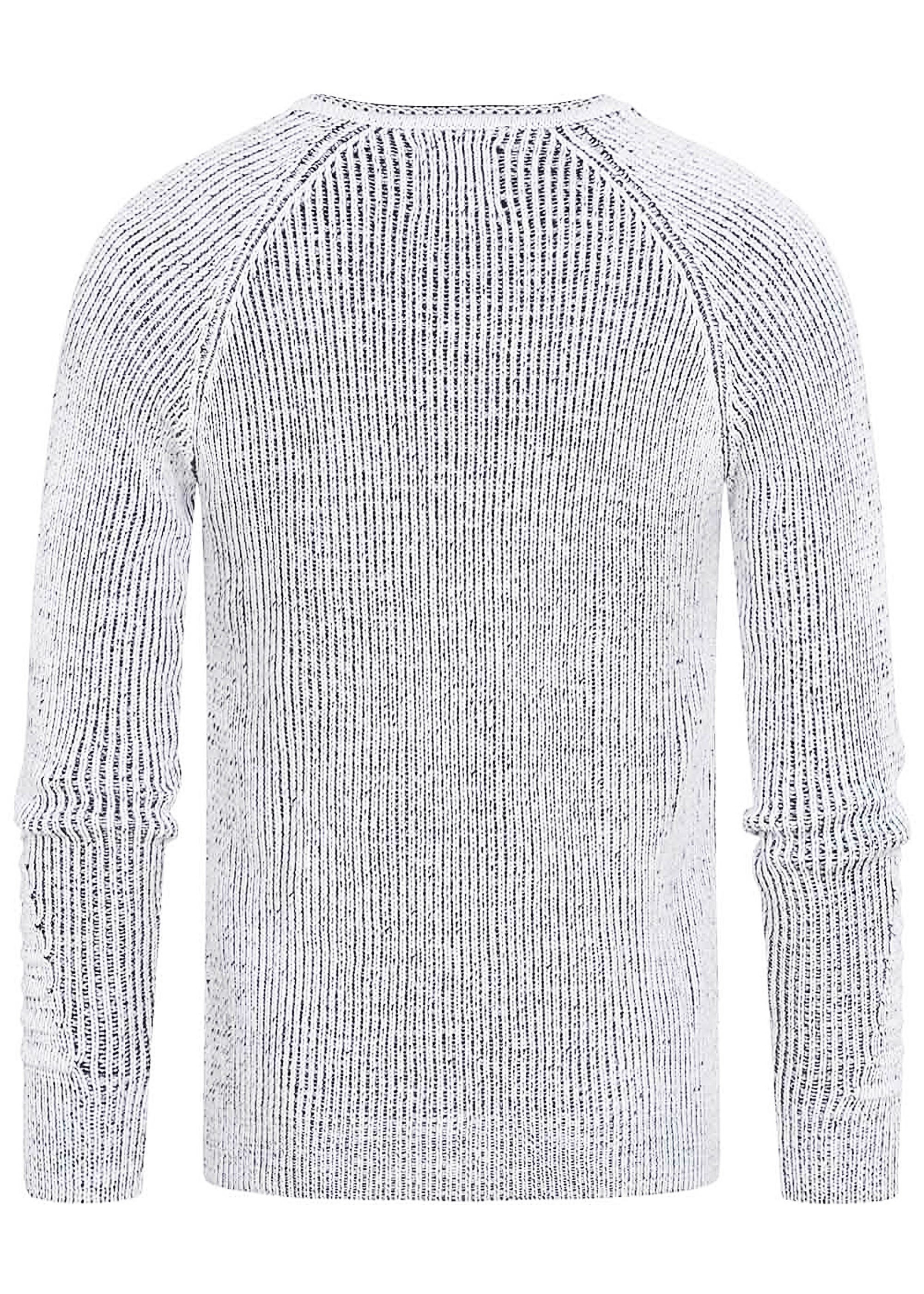 R-NEAL V-Ausschnitt-Pullover V-Neck Ripped Grobstrick Pullover günstig online kaufen