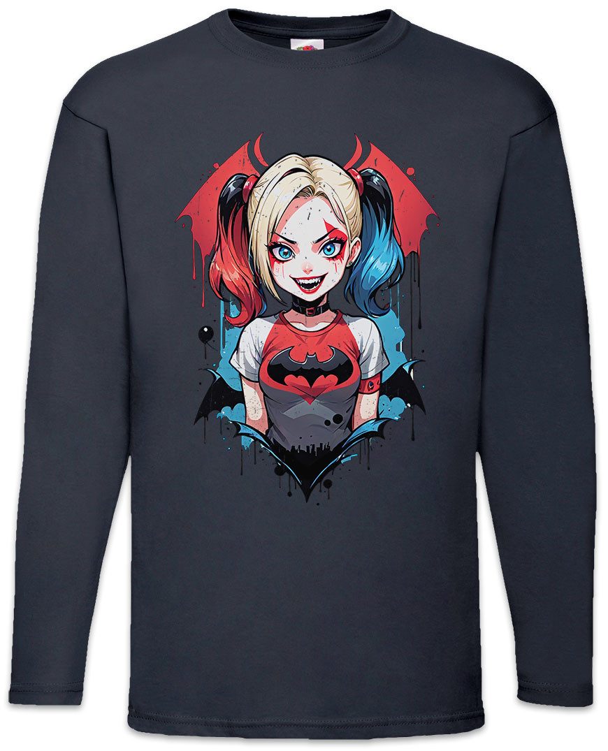 Langarmshirt Harley Batcave Girl Langarm T-Shirt Bat Logo Quinn Anime Gotham Batman