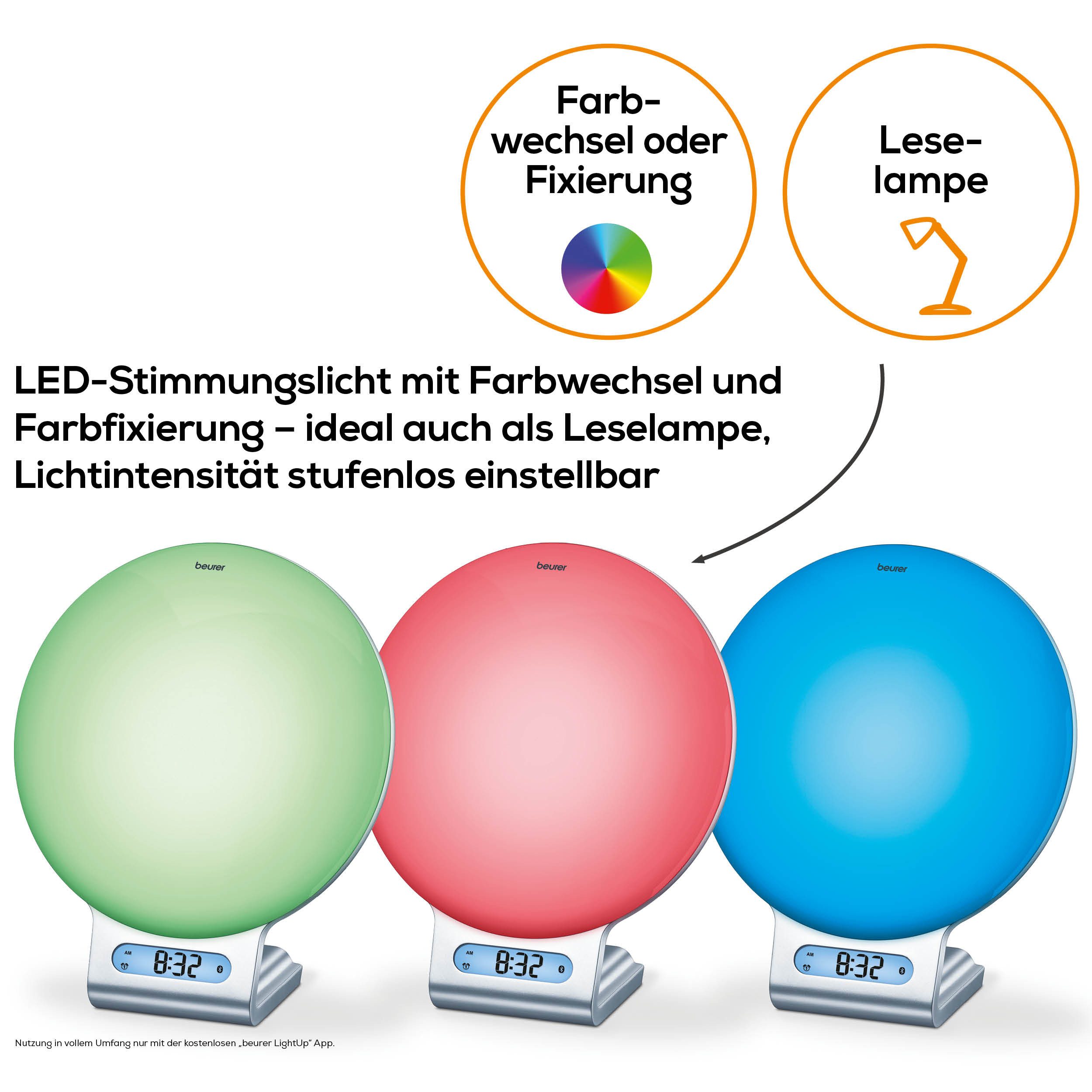 BEURER Tageslichtwecker WL 75 Lichtwecker für natürliches Einschlafen und sanftes Aufwachen Simuliert Sonnenauf- und untergang, inkl. Radiofunktion