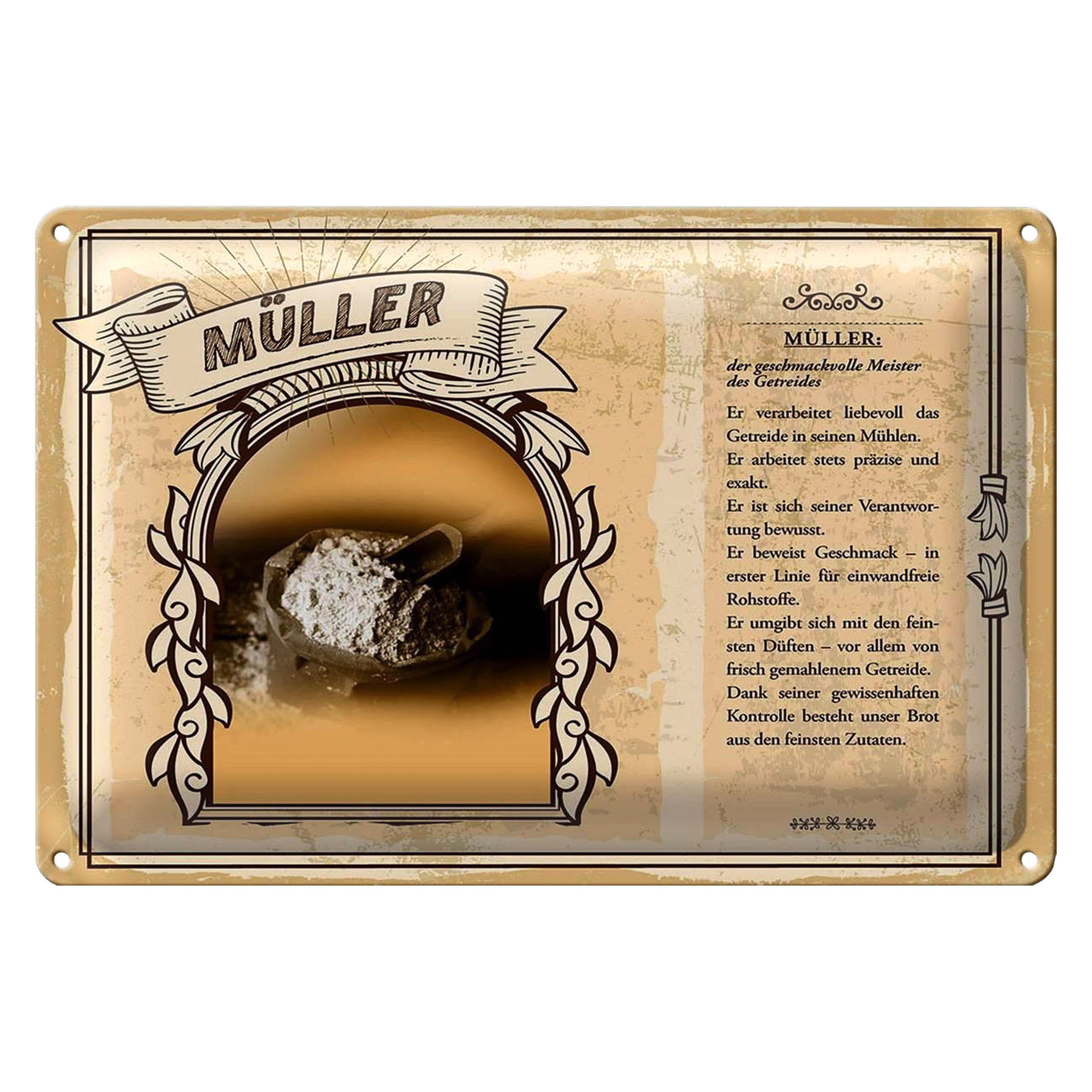 Roomando Metallschild Berufe 18x12cm Müller Meister des Getreides