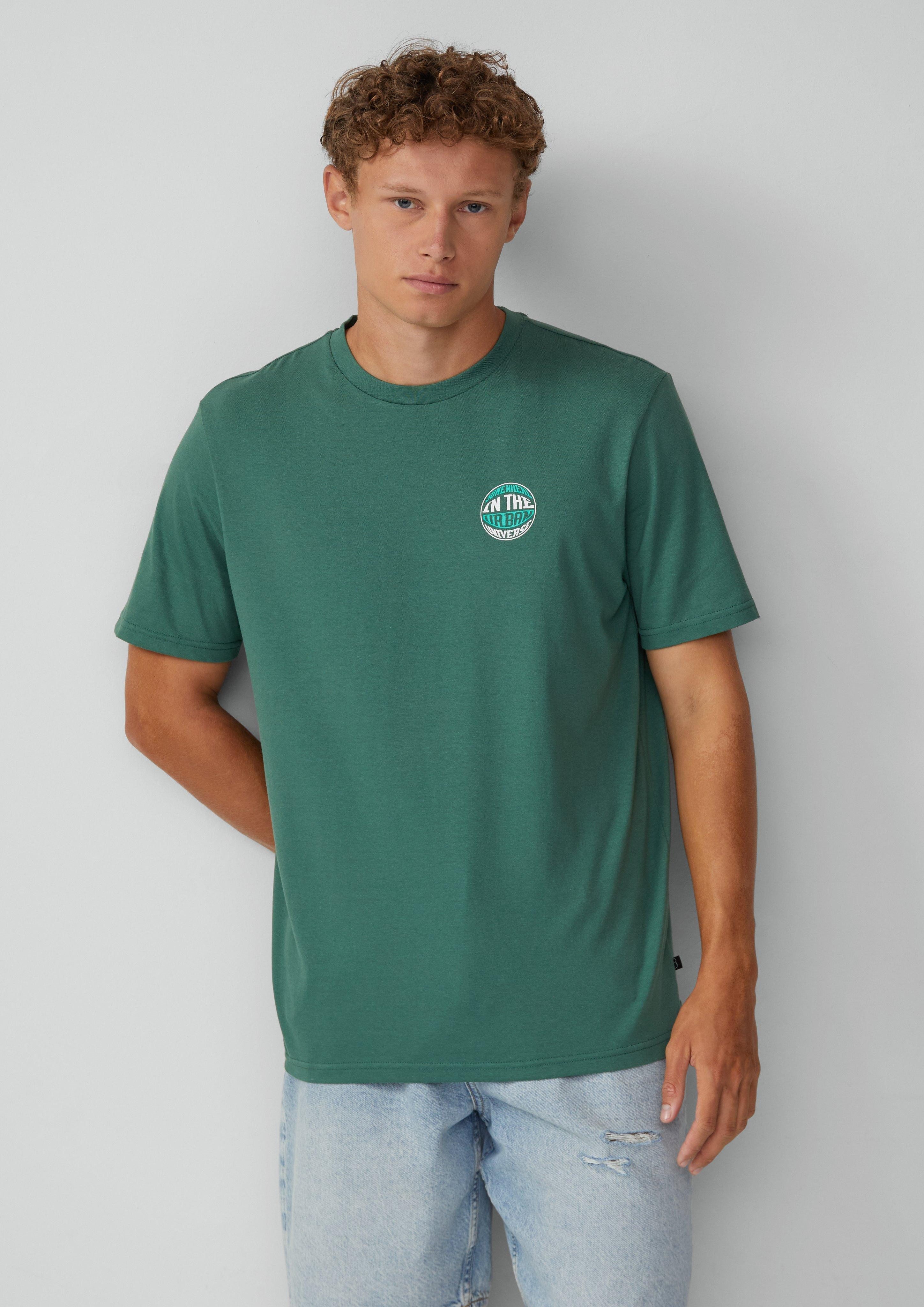 QS Kurzarmshirt T-Shirt mit kleinem Print günstig online kaufen
