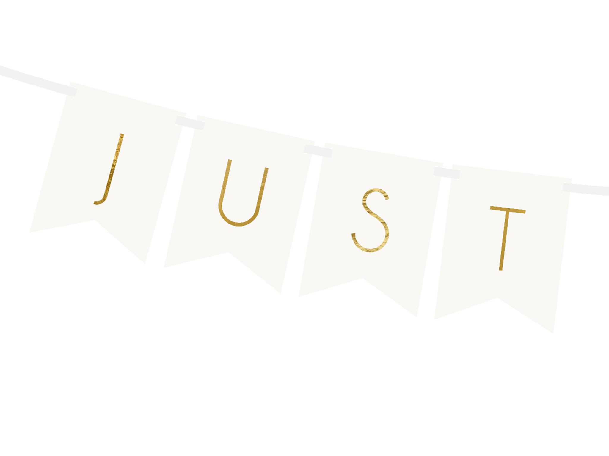 partydeco Girlande, Girlande Just Married 155x15cm Papier Hochzeit Weiß / Gold