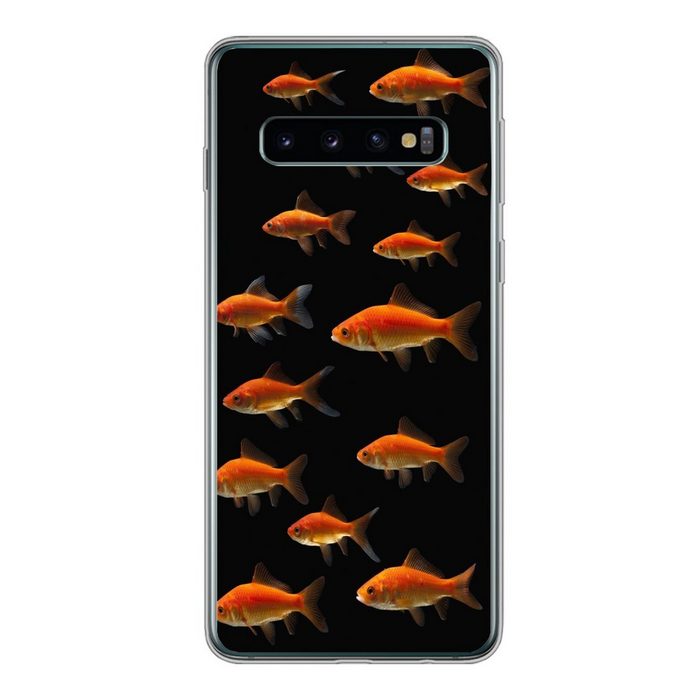 MuchoWow Handyhülle Goldfisch - Tiere - Schwarz Phone Case Handyhülle Samsung Galaxy S10 Silikon Schutzhülle