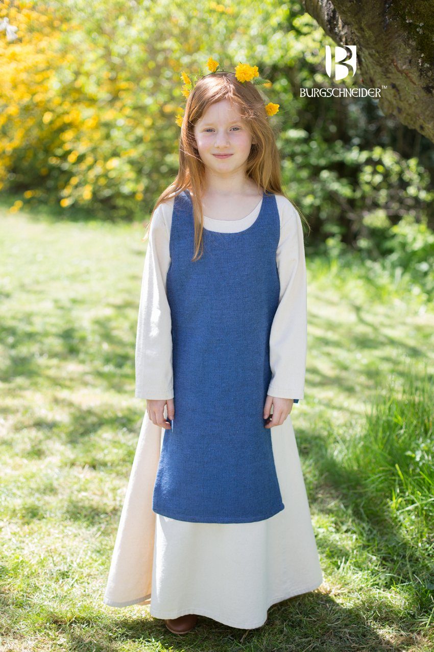 Burgschneider Ritter-Kostüm Kinder Mittelalter Kleid Typ Überkleid Ylva Blau 140