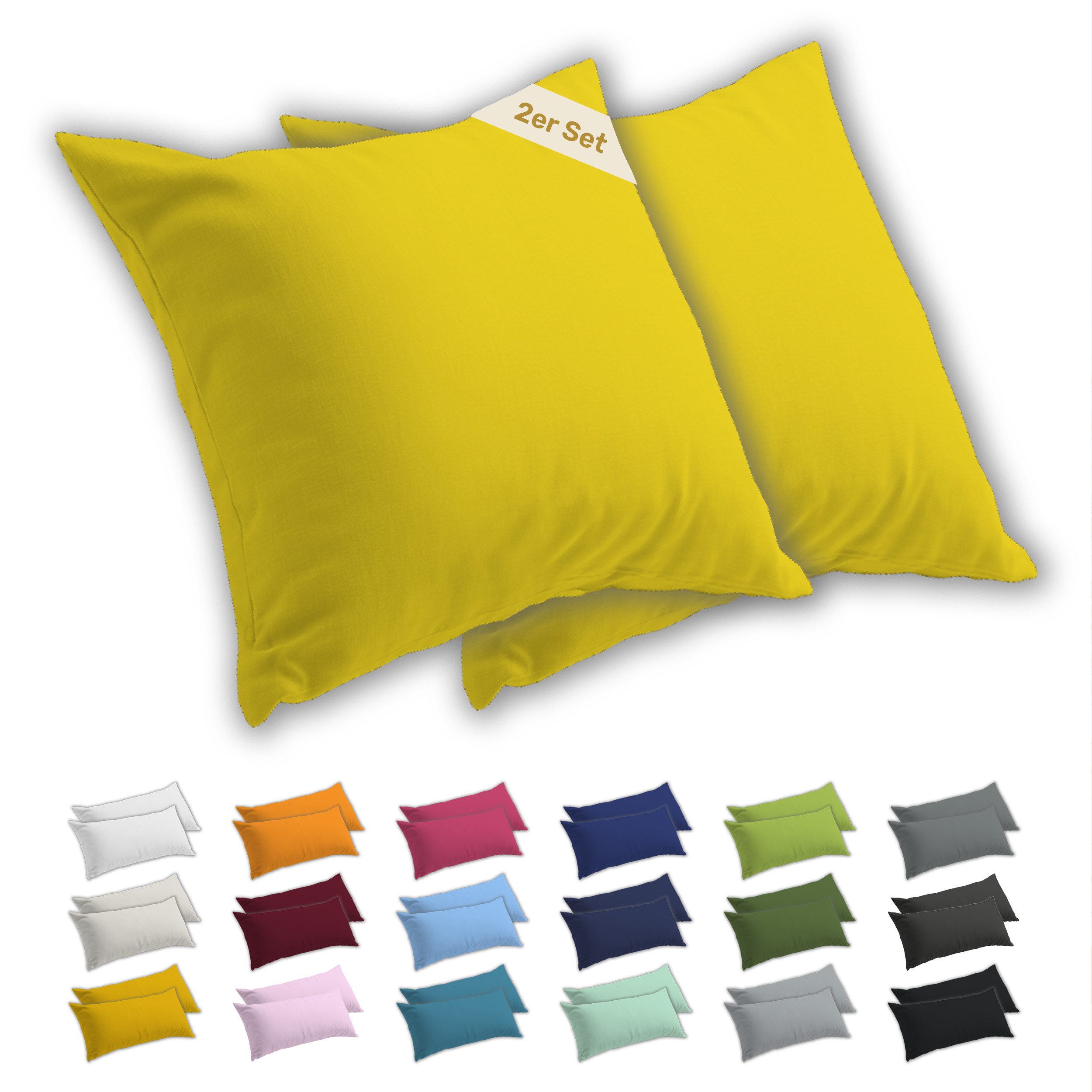 Lavea Kissenbezug 2er Set Kissenhülle Jersey, 100% Baumwolle, Kissenbezüge, günstig online kaufen