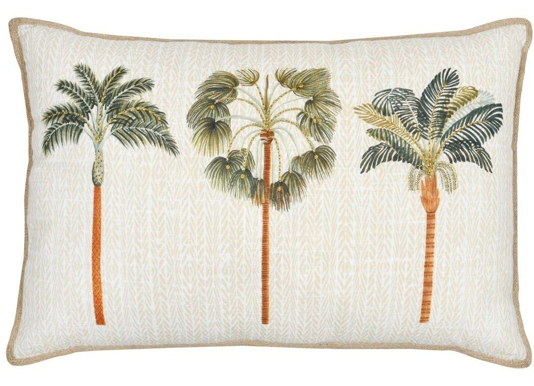 SCHÖNER LEBEN. Dekokissen Kissen Casablanca Palmen beige grün 40x60cm, allergikergeeignet,atmungsaktiv,pflegeleicht