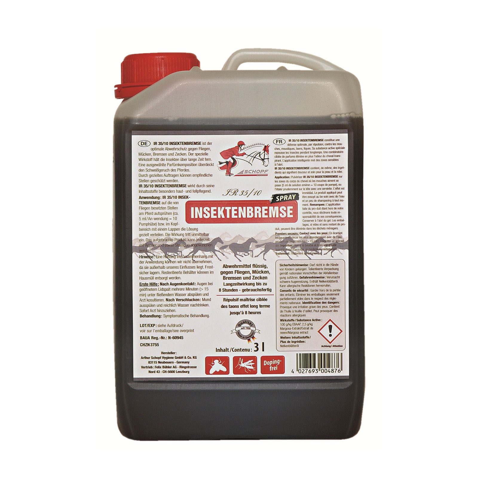 Schopf Riders Insektenspray IR 35/10 Insektenbremse Защита от насекомых für Pferde - 3 Liter, 3 l, 3000 ml