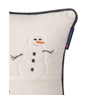 Kissenhülle LEXINGTON Kissen Snowman Organic Cotton Velvet White Gray (30x40), Lexington