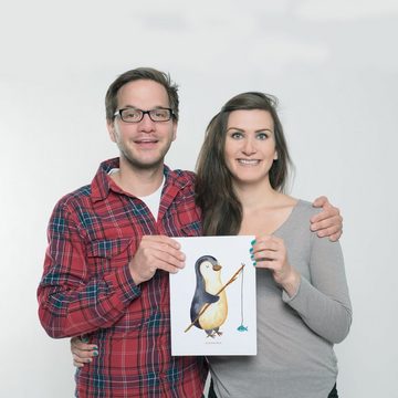 Mr. & Mrs. Panda Poster DIN A4 Pinguin Angler - Weiß - Geschenk, Motivation, Plan, Wanddeko, Pinguin Angler (1 St)