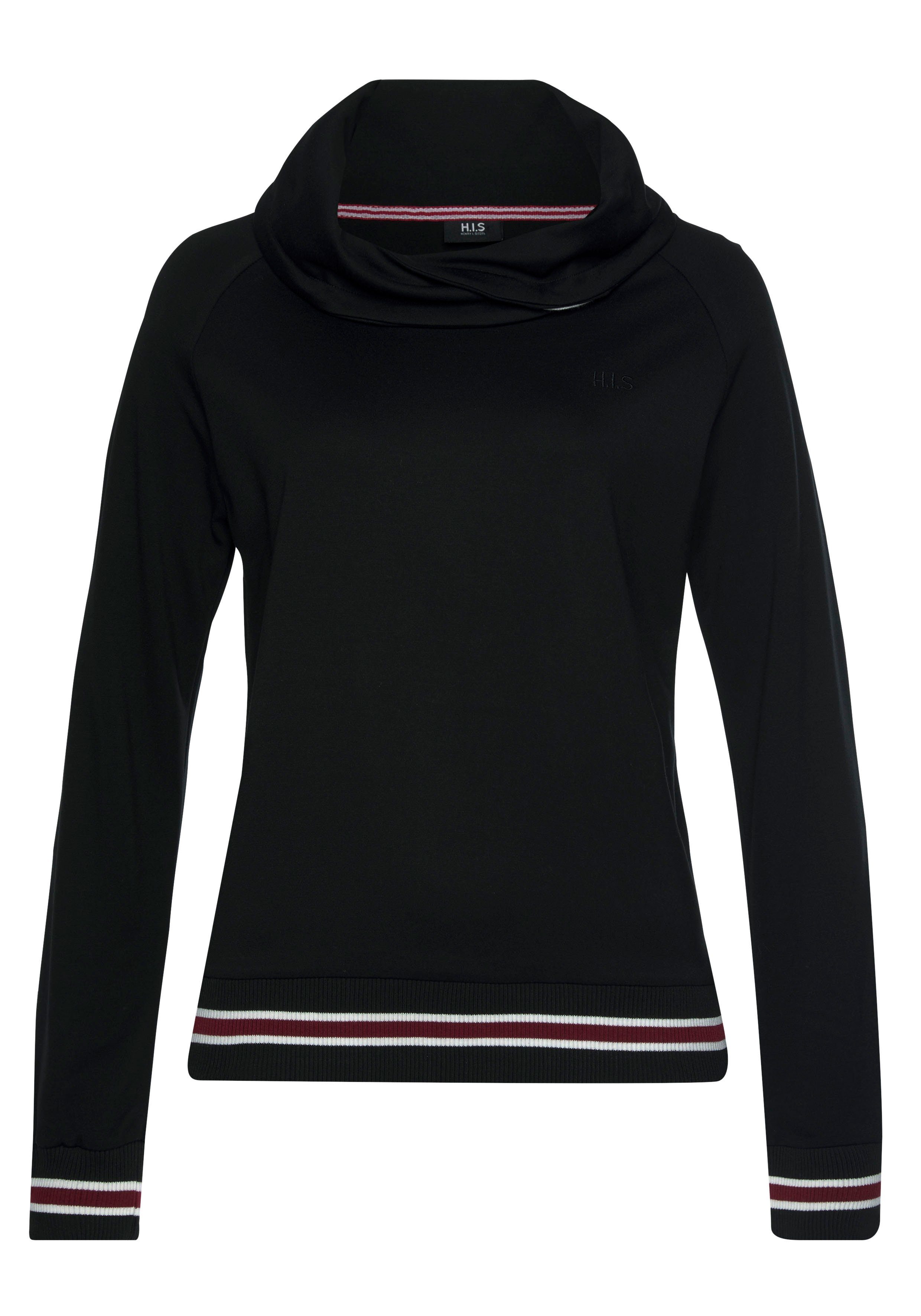 Loungeanzug mit Loungewear, schwarz Sweatshirt Rippbündchen, H.I.S geringelte