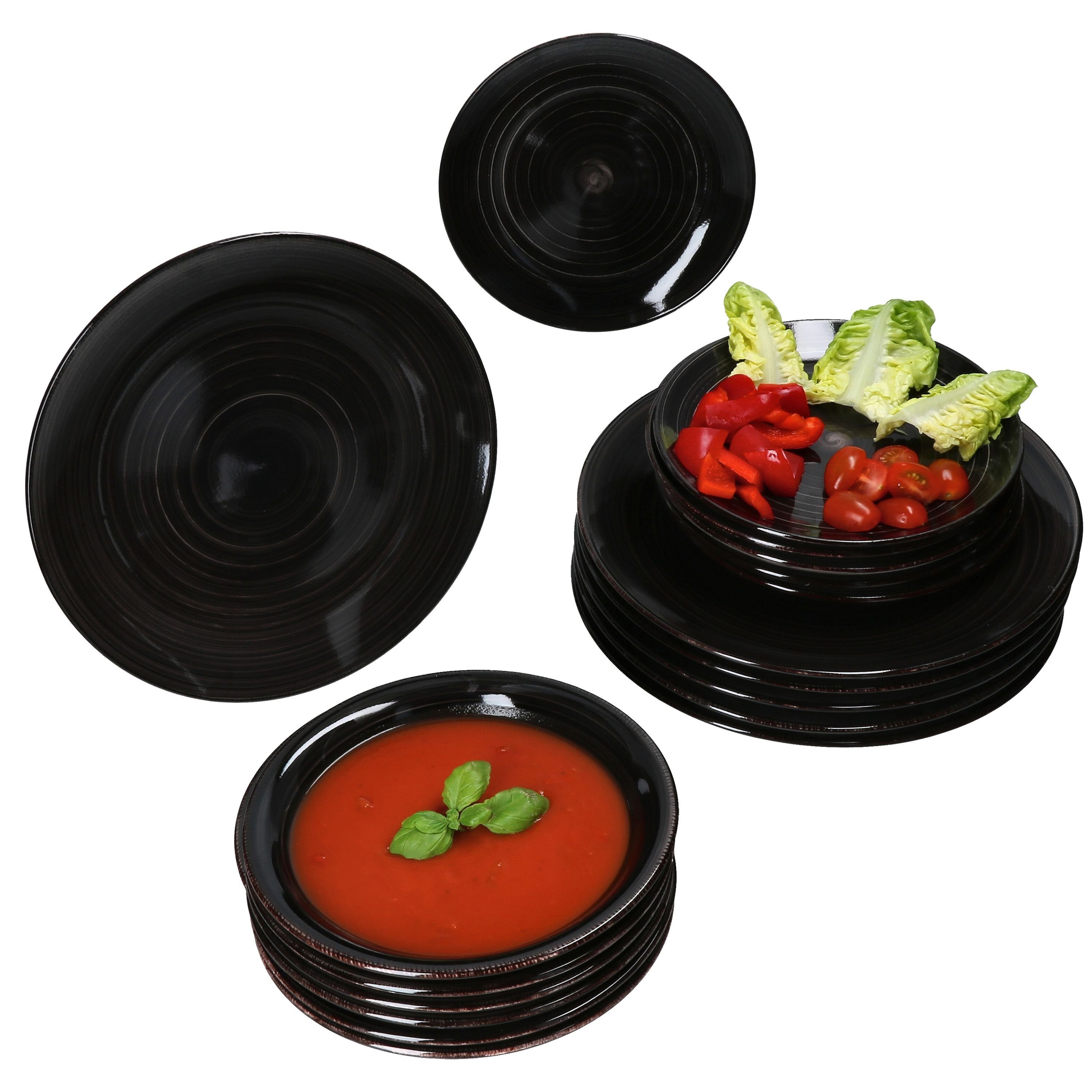 MamboCat Teller-Set 18tlg Coffeeblack Teller Set 6 Personen