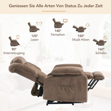 Merax TV-Sessel Elektrisch Relaxsessel mit Aufstehhilfe und Liegefunktion, Fernsehsessel mit relaxfunktion, Wärme und Vibraiton, Massagesessel
