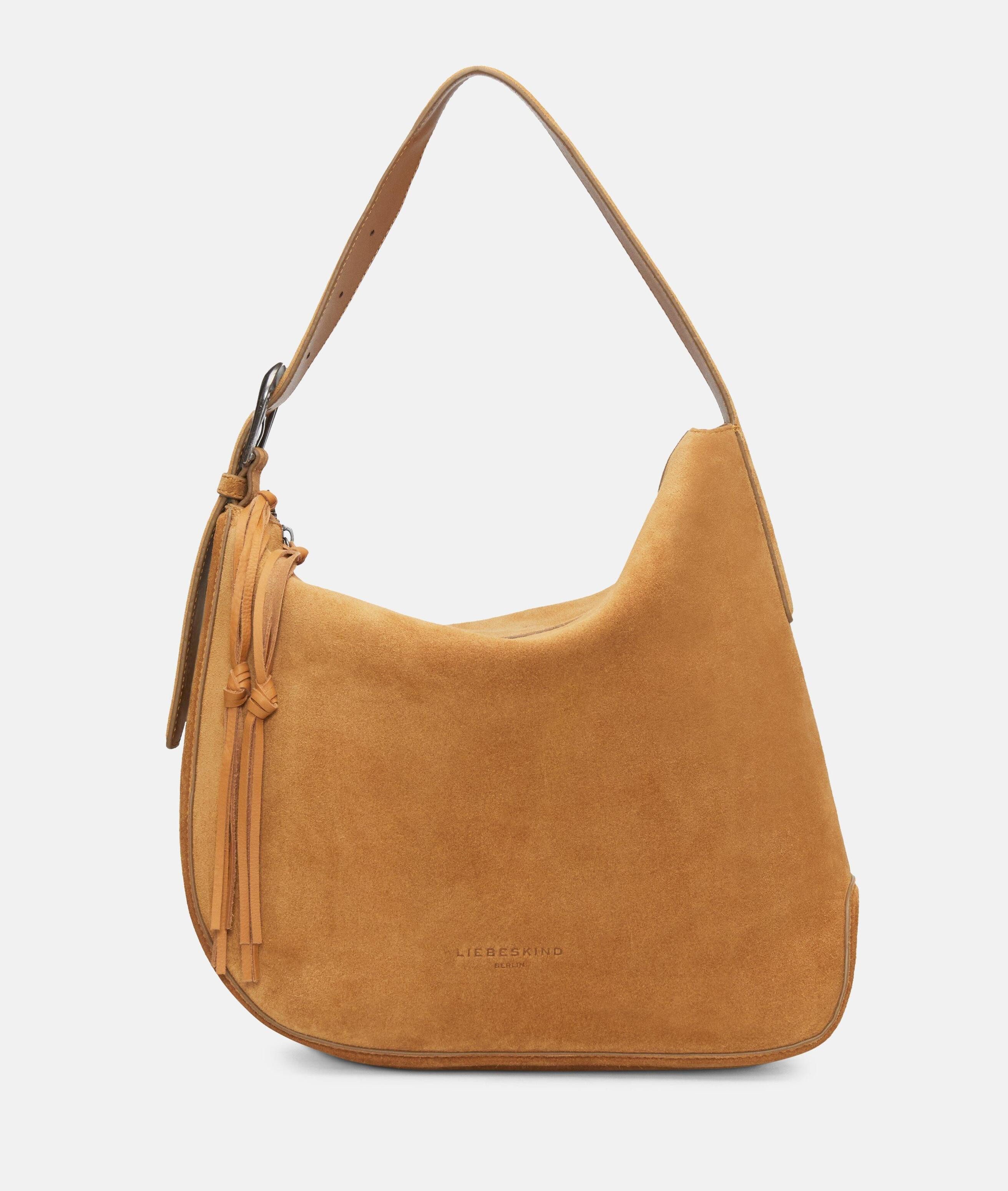 Liebeskind Berlin Schultertasche Ines Hobo L, Große Tasche aus samtig-weichem Veloursleder