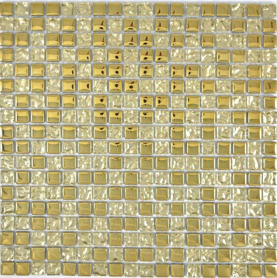 Mosani Matten / glänzend Glasmosaik Crystal gold Mosaikfliesen Mosaikfliesen 10