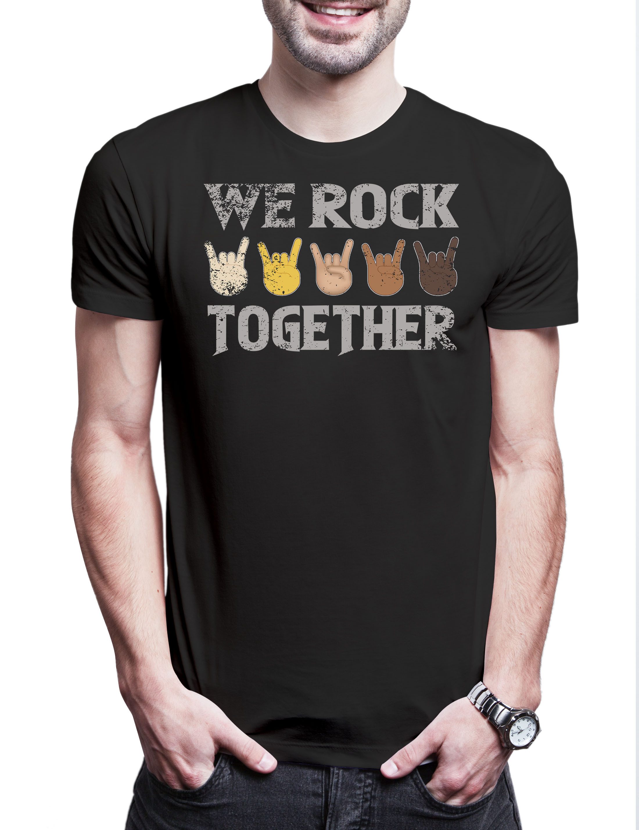 Urban Backwoods Print-Shirt We Rock Together Herren T-Shirt Diversity Diversität Gleichheit Unity (1-tlg) Black Lives Matter Love
