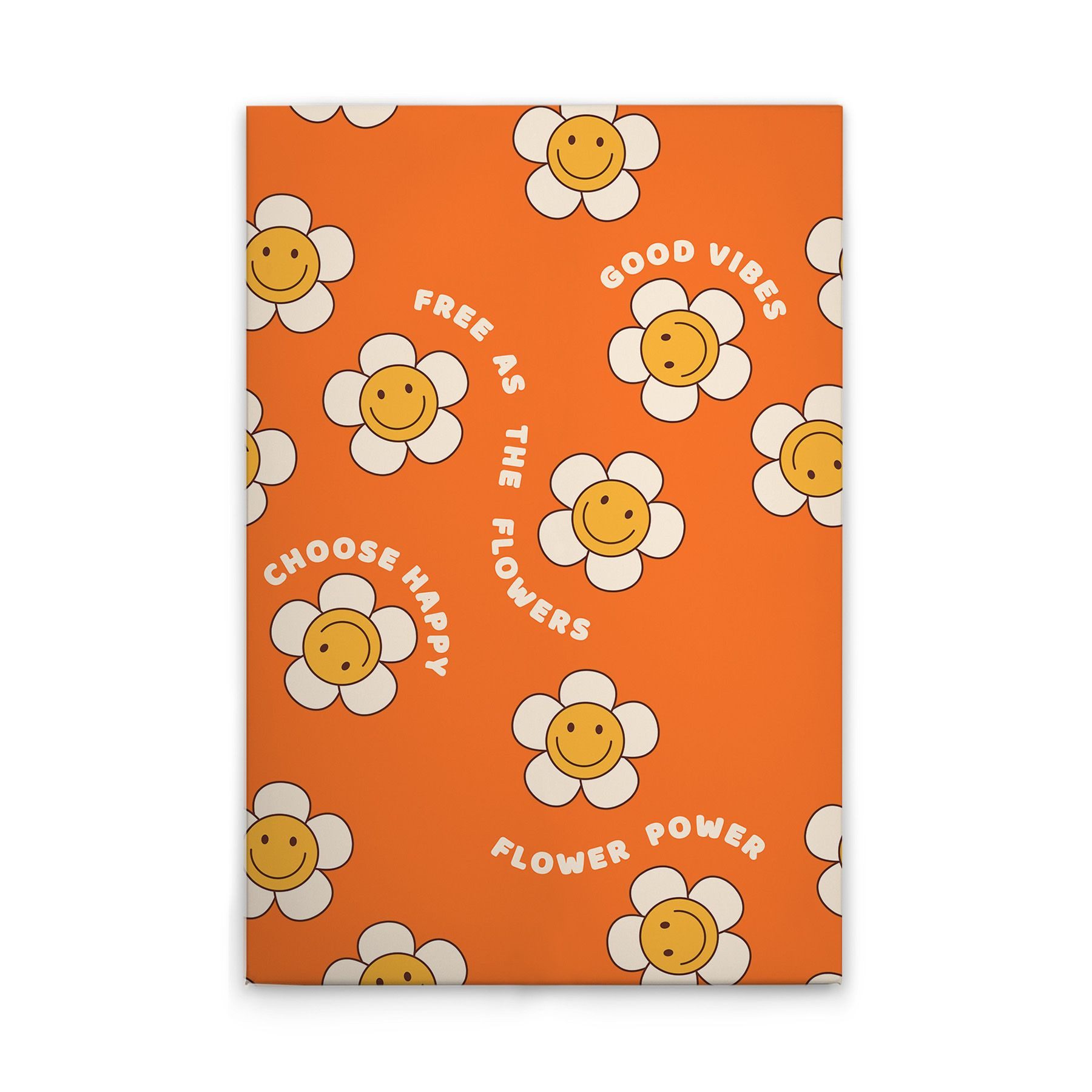 Tadessi Leinwandbild Bunte Retro Blumen Orange Gelb versch. Größen, Blumen