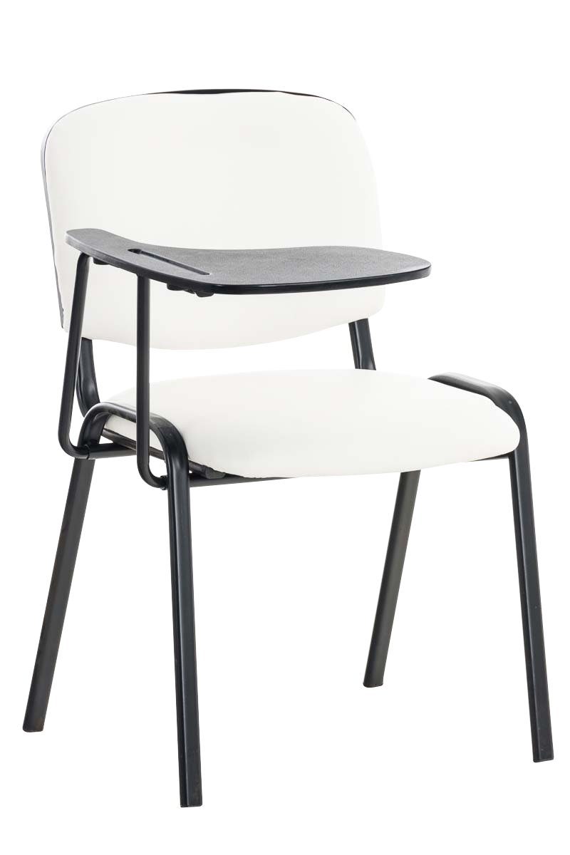 Konferenzstuhl mit weiß Gestell: - (Besprechungsstuhl schwarz hochwertiger - Polsterung Sitzfläche: - TPFLiving - Metall Warteraumstuhl Messestuhl), Kunstleder Keen Besucherstuhl