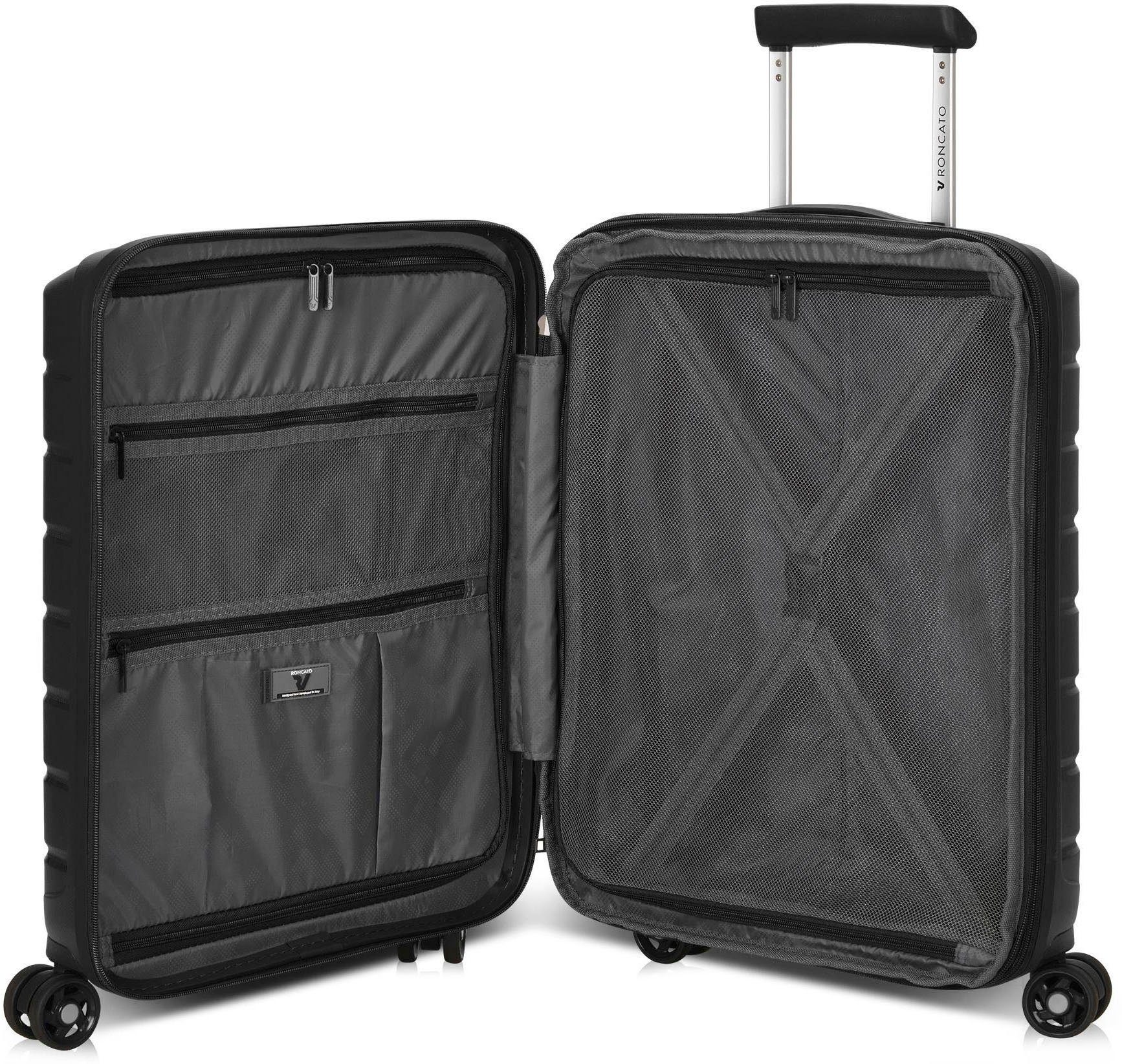 cm, Volumenerweiterung RONCATO Rollen, nero mit schwarz, 55 Carry-on, Hartschalen-Trolley B-FLYING 4