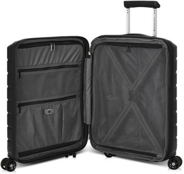 RONCATO Hartschalen-Trolley B-FLYING Carry-on, 55 cm, schwarz, 4 Rollen, Handgepäck-Koffer Reisekoffer mit Volumenerweiterung und TSA Schloss