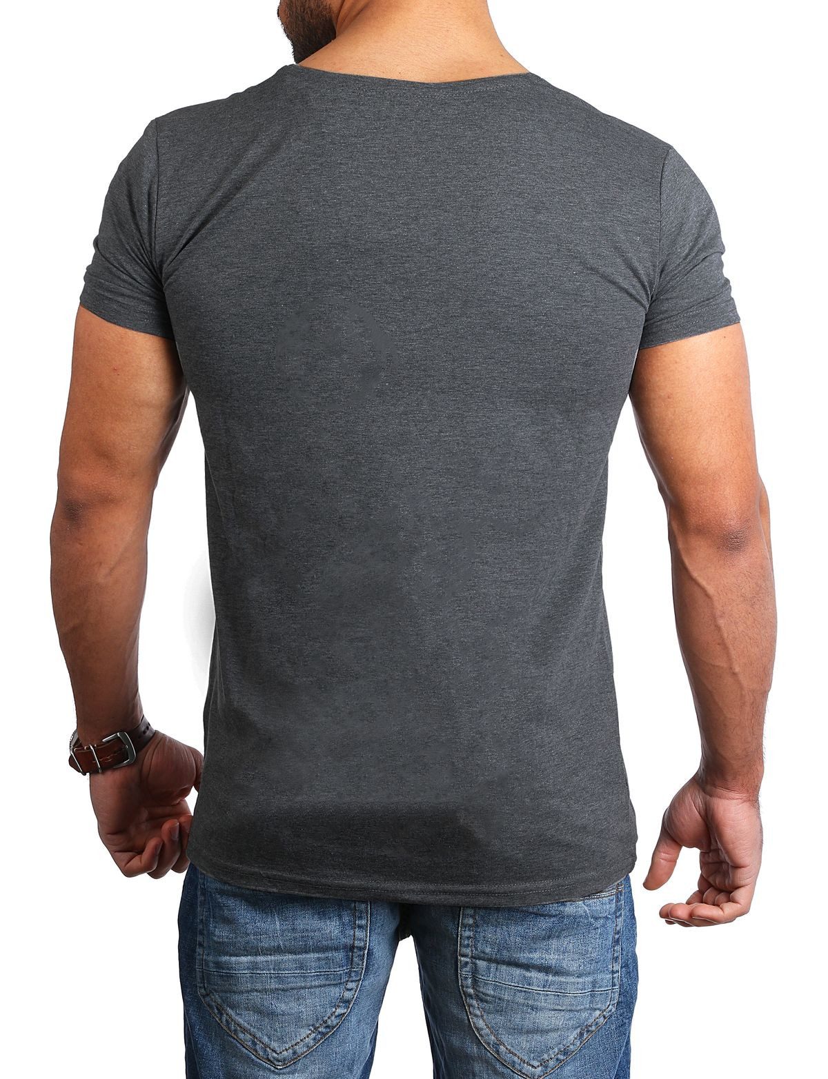 Young & Rich T-Shirt Herren Uni Basic 1315 extra tiefer Ausschnitt 3er Pack (3er-Pack, 3-tlg., 3er-Pack) V-Ausschnitt unifarben kurzarm slim fit