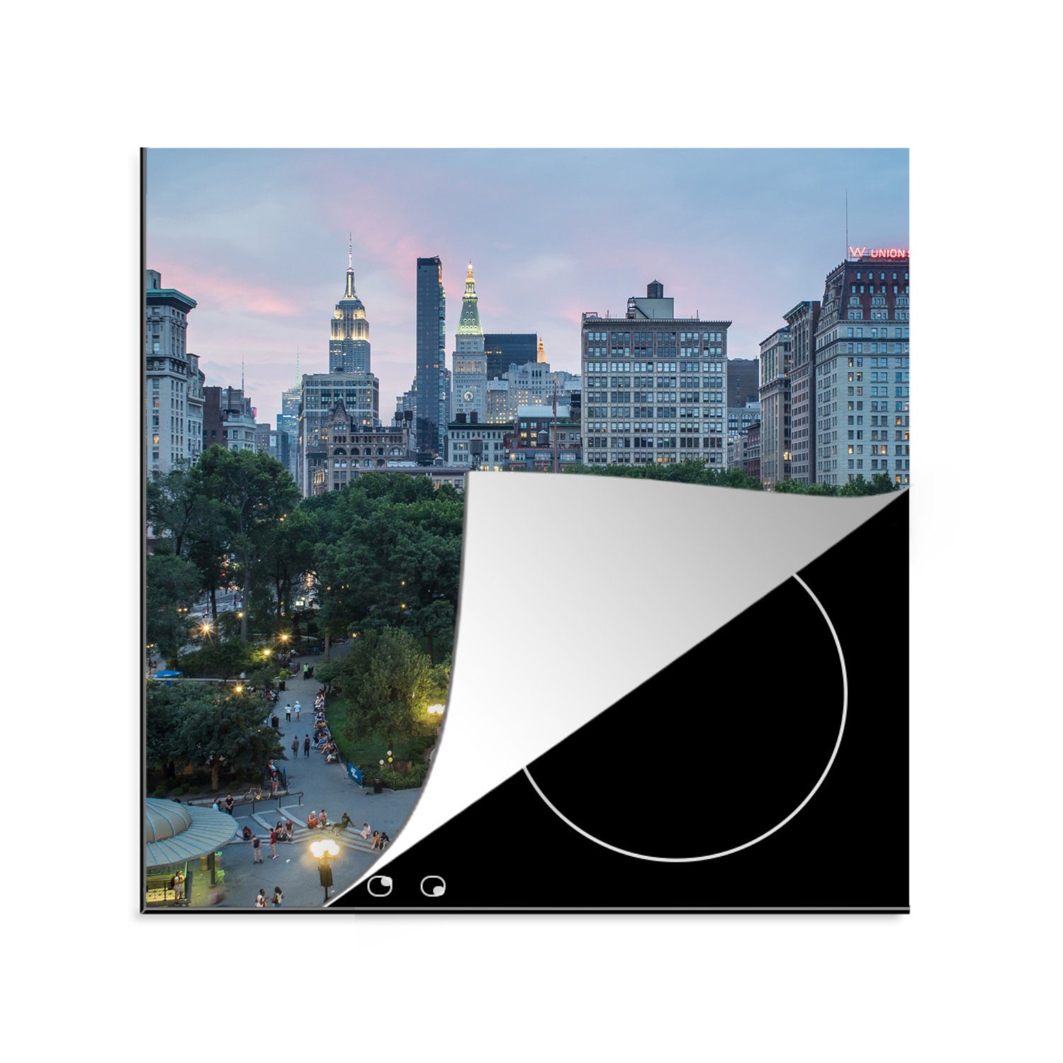 MuchoWow Herdblende-/Abdeckplatte Union Square in New York, Vinyl, (1 tlg), 78x78 cm, Ceranfeldabdeckung, Arbeitsplatte für küche