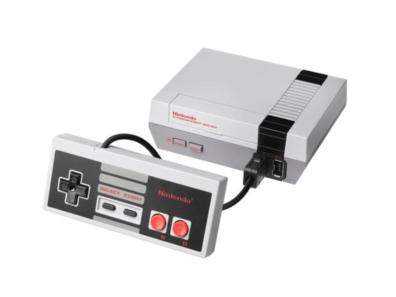 Nintendo Konsole Classic Mini NES Klassiker mit 30 Spielen HDMI Retro (Konsolen-Set, Konsole, Controller, HDMI-Kabel, USB-Kabel, 30 vorinstallierten Spiele), 30 vorinstallierten NES-Klassikern, HDMI-Anschluss und Speicherpunkten