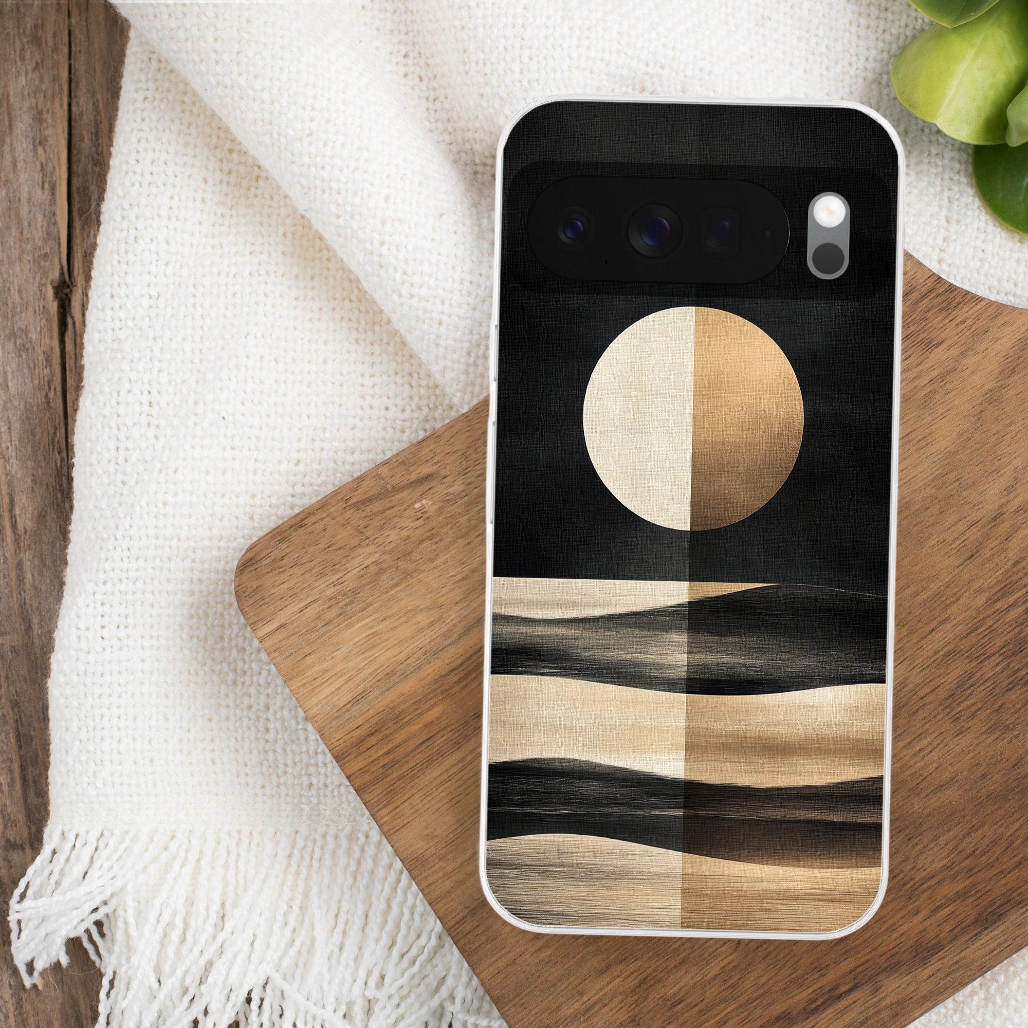 MuchoWow Handyhülle für Google Pixel 10 Mond - Kreis - Gold, Phone Case, Silikon, Schutzhülle Dünn