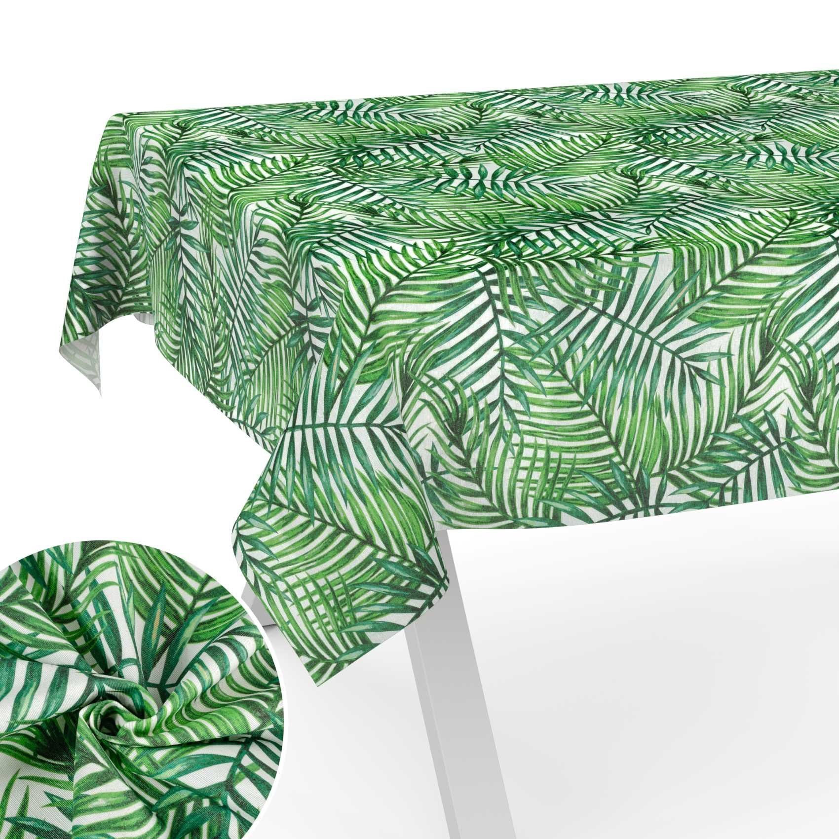 ANRO Tischdecke aus Stoff mit Blumen Pflanzen wasserabweisend Tischtuch Tischwäsche (Einzelstück 1-tlg), mit Acryl Beschichtung
