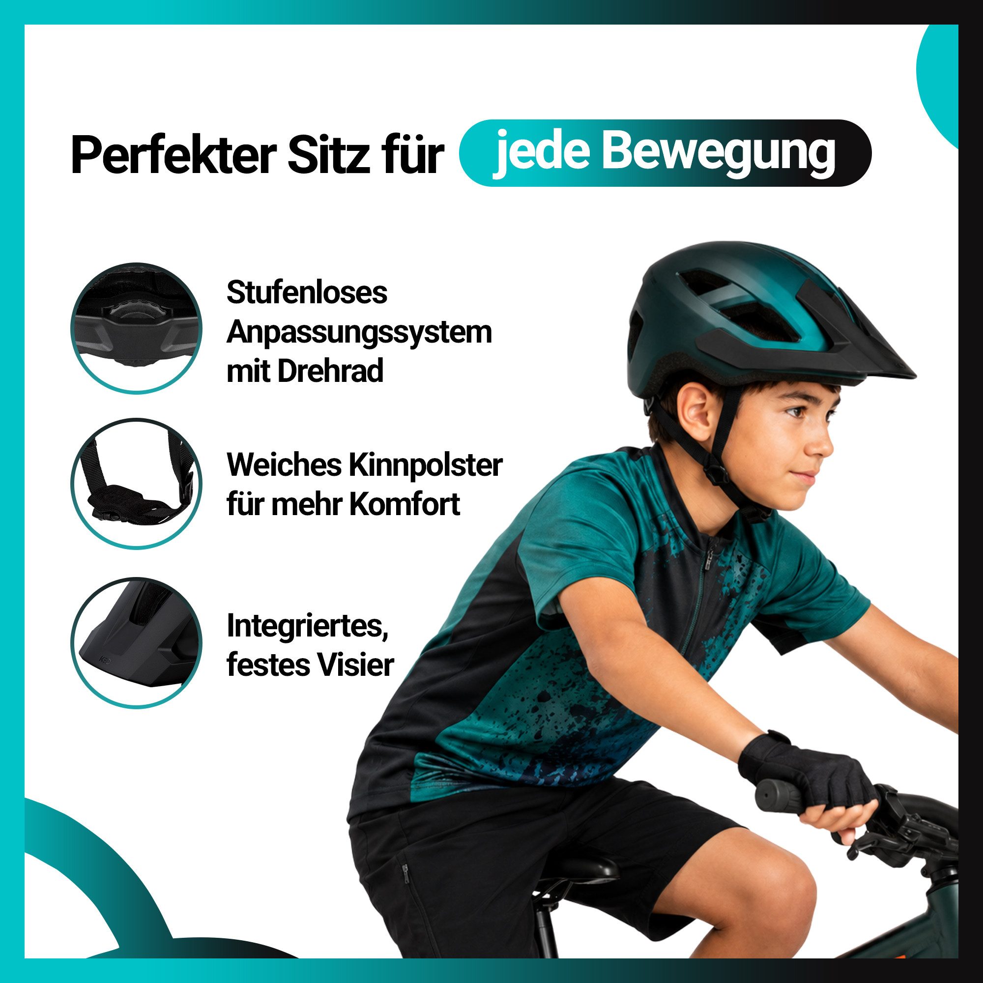 KED Fahrradhelm Embrace Jr Fahrradhelm – Jugendhelm, mit Integriertem Visier und In-Mold Technologie