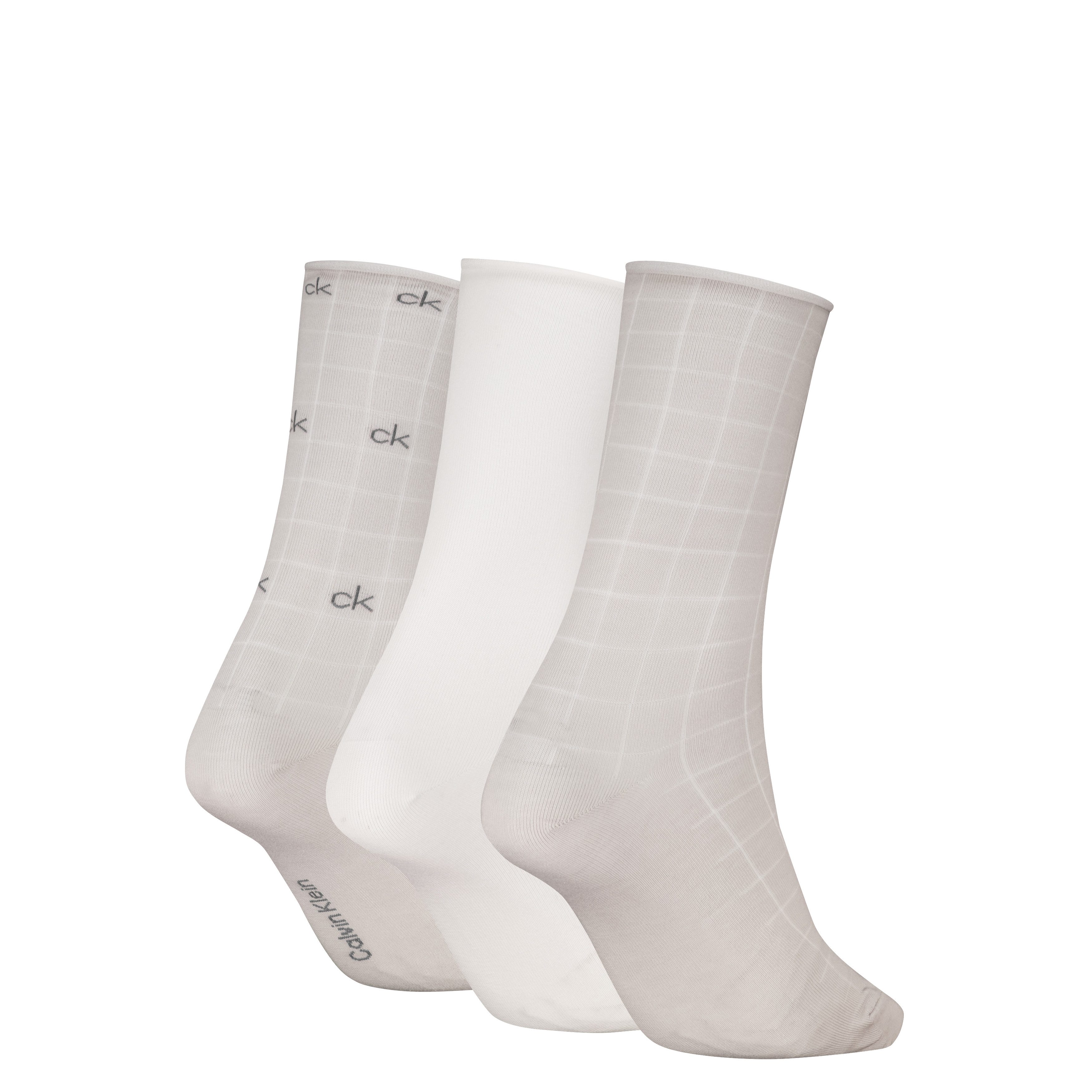 Calvin Klein Socken CK WOMEN SOCK GIFTBOX GRID AOP (3er Pack) Geschenkbox