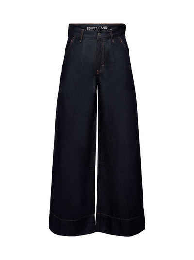 Esprit Weite Jeans Chino-Jeans mit Falten, hohem Bund und weitem Bein
