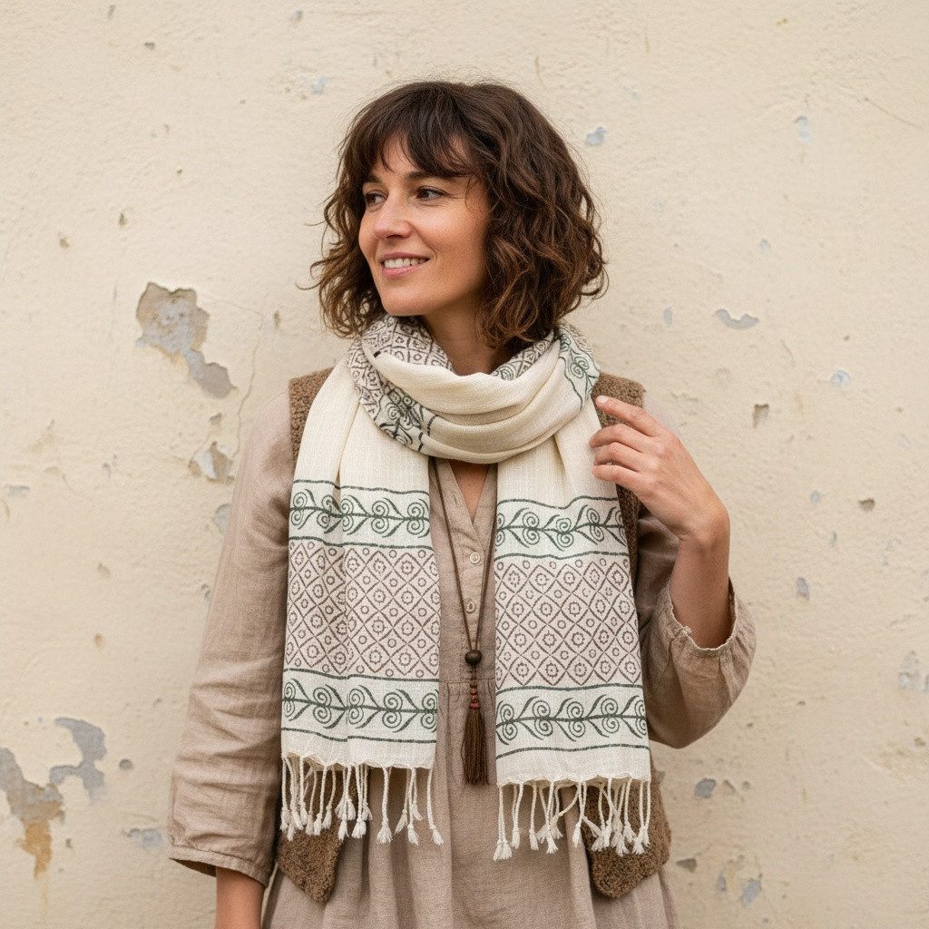 Guru-Shop Halstuch Handgewebtes Baumwolltuch mit Tribalmuster,..