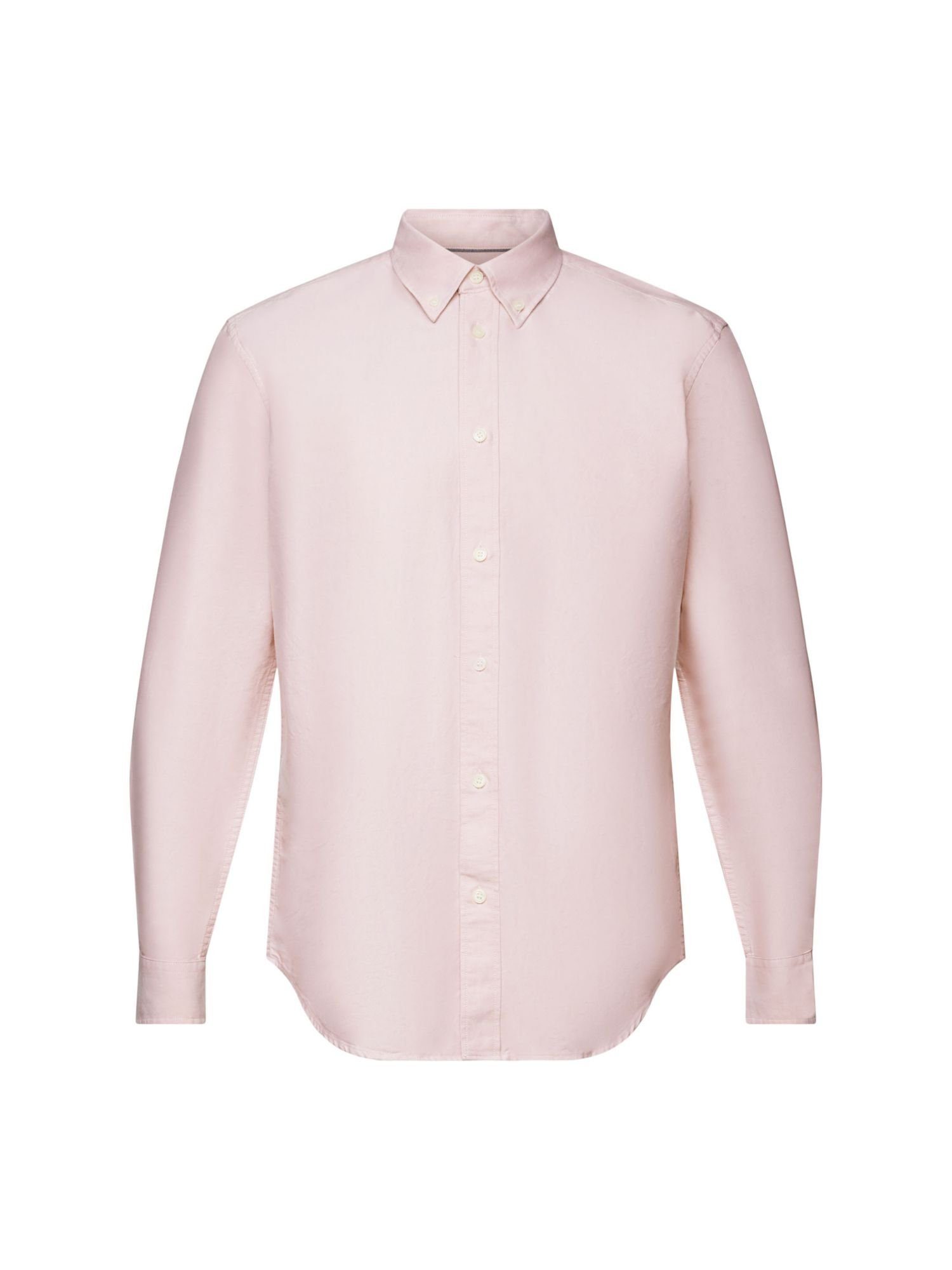 Esprit Langarmhemd Button-Down-Hemd aus Baumwollpopeline OLD PINK