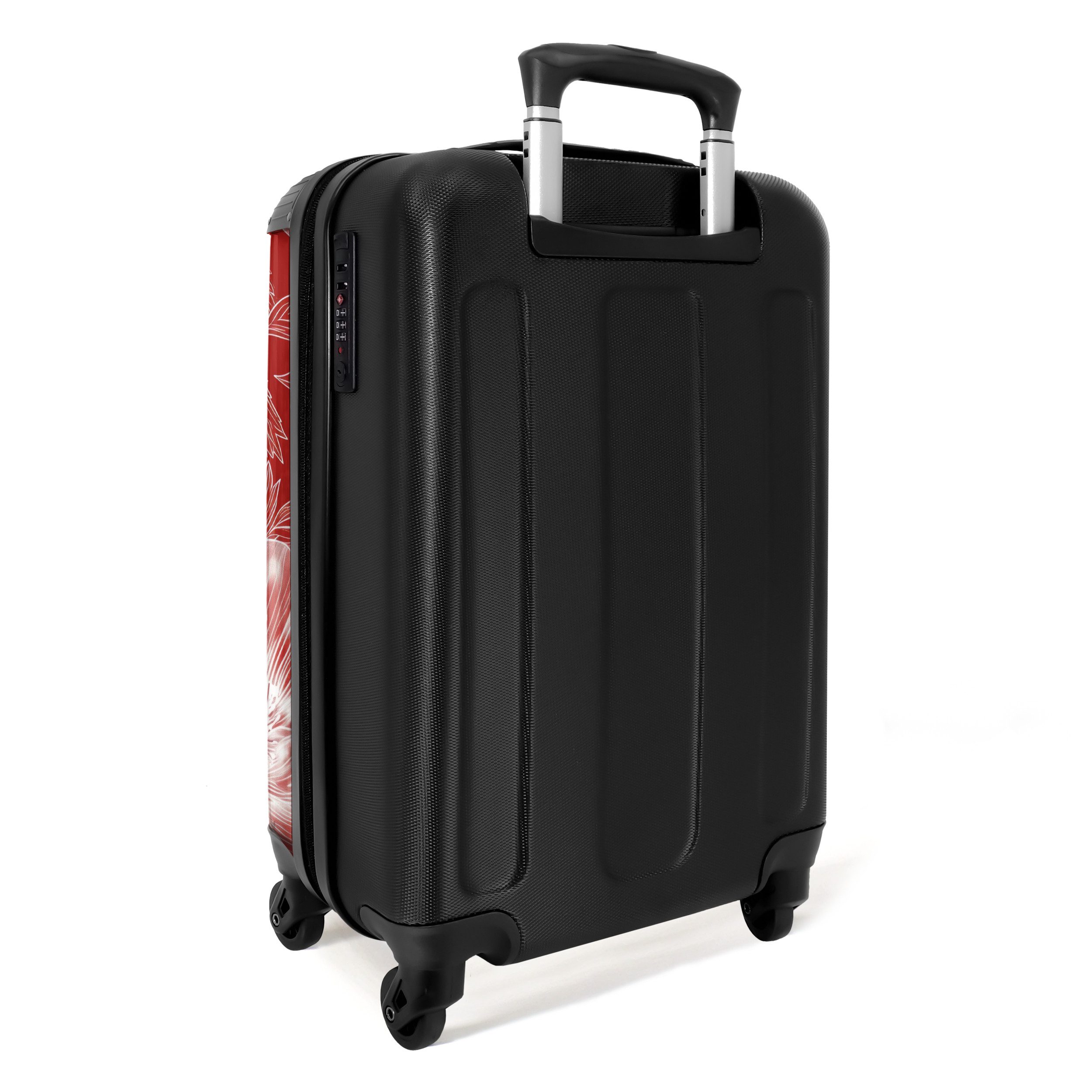 NoBoringSuitcases.com© Hartschalen-Trolley Rot mit weißen Blüten 55x35x20cm, 4 Rollen, Handgepäck Koffer & Trolleys, Luggage, Reisekoffer Frauen
